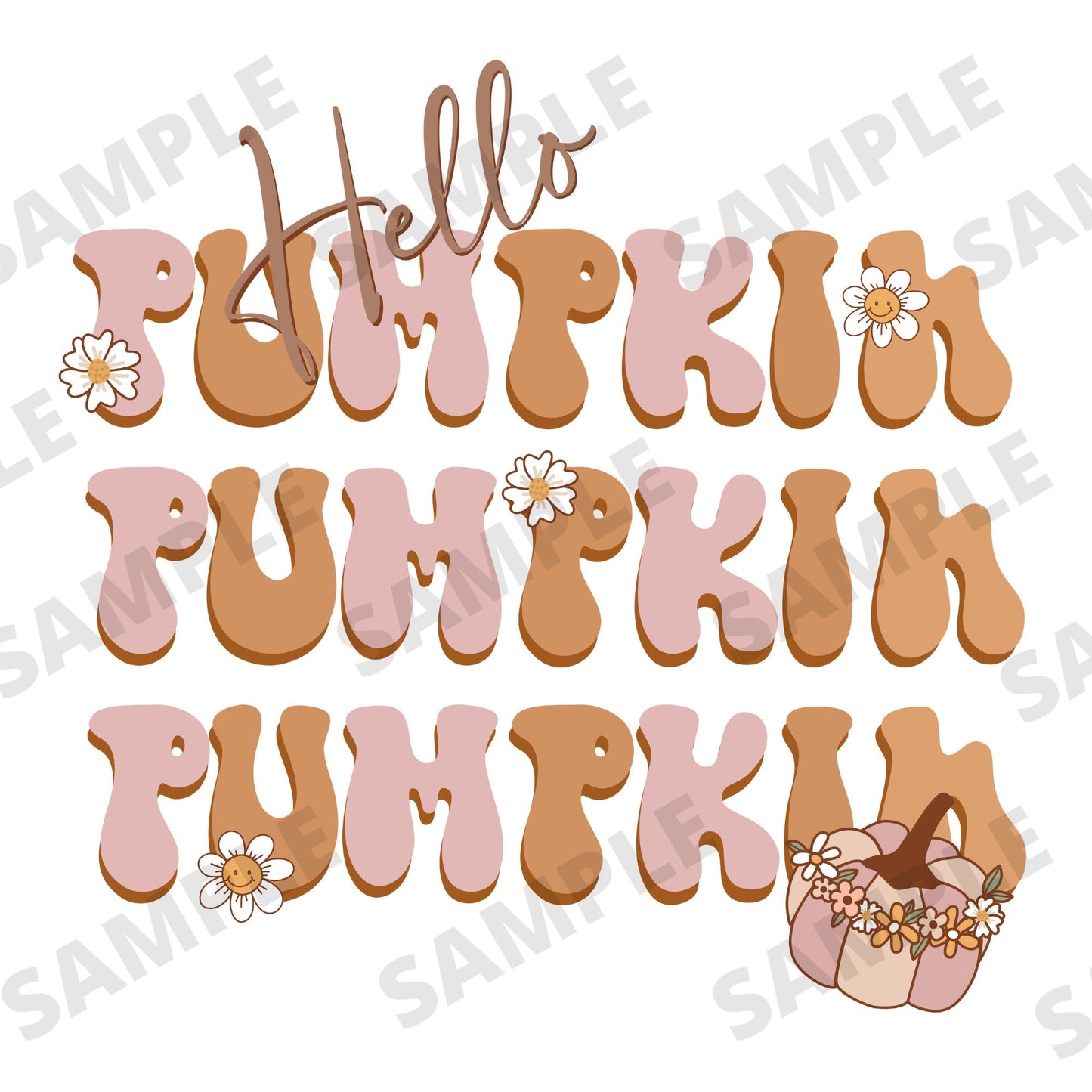 Hello Pumpkin Thanksgiving Png For Sublimation, Groovy Fall Thanksgiving Png