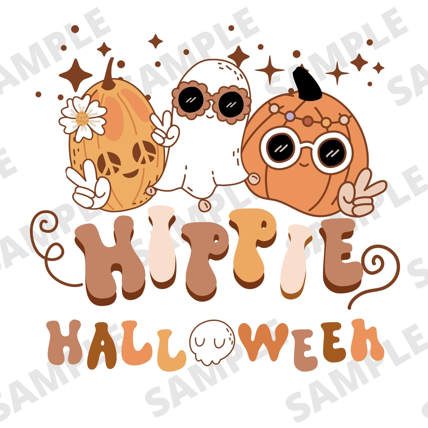 Groovy Halloween Png Sublimation Design, Boho Hippie Halloween Png