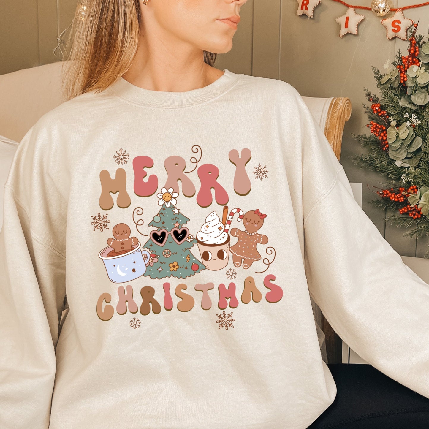 Retro Groovy Merry Christmas Png File For Sublimation