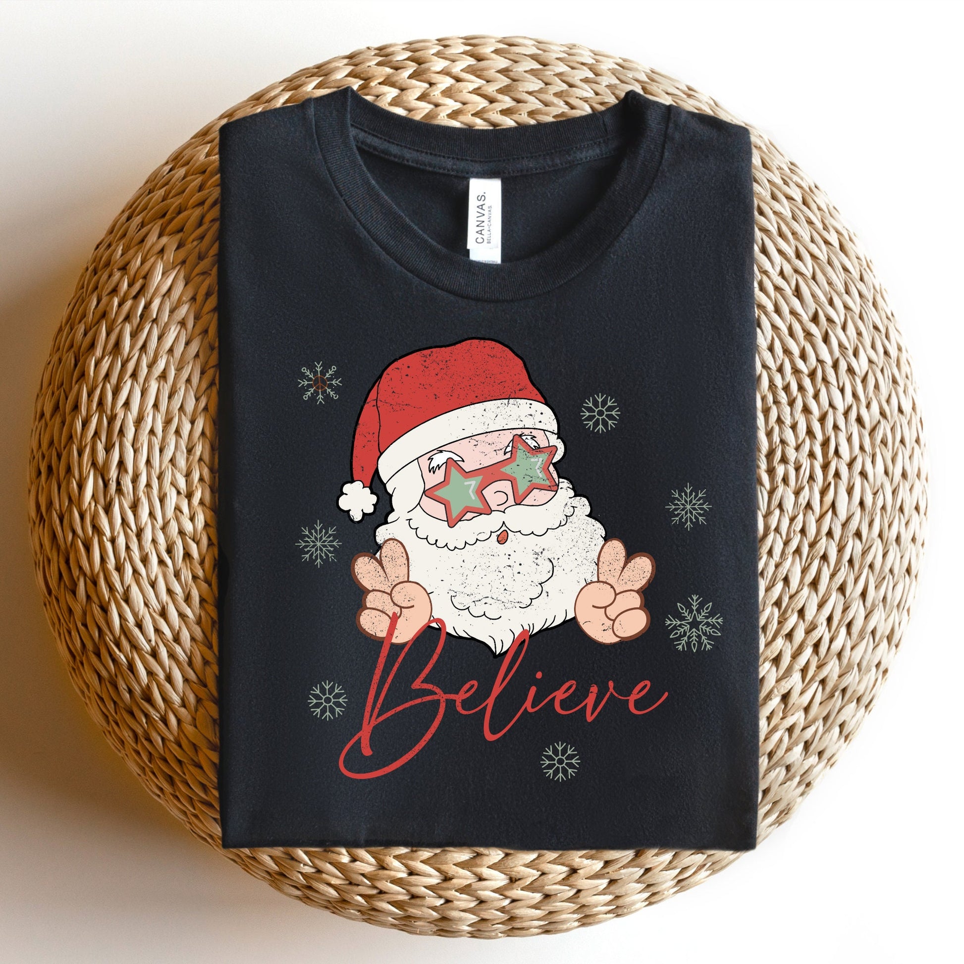 Retro Grunge Hippie Santa Believe Christmas Png Sublimation Design, Santa Claus Christmas Png, Digital Download