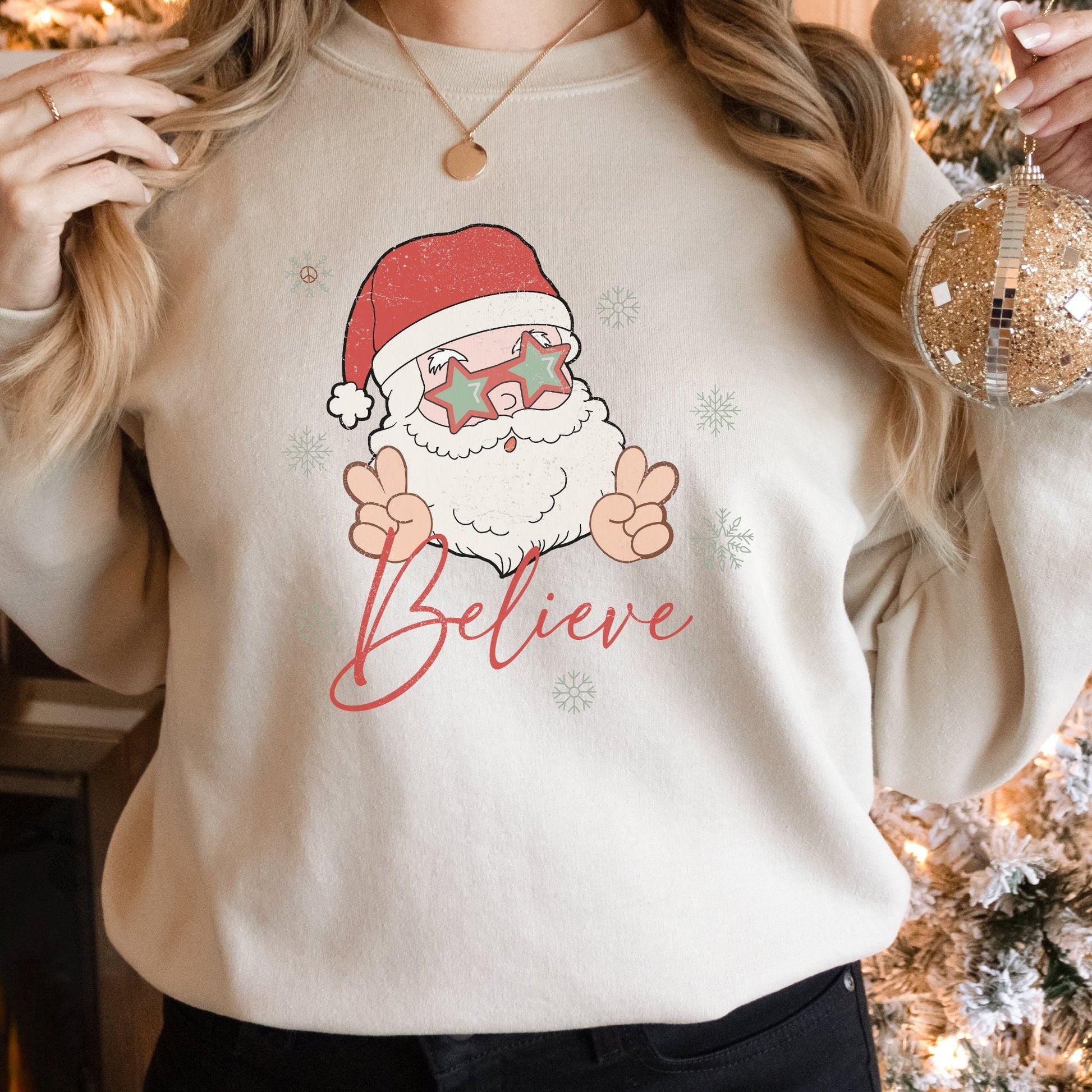 Retro Grunge Hippie Santa Believe Christmas Png Sublimation Design, Santa Claus Christmas Png, Digital Download