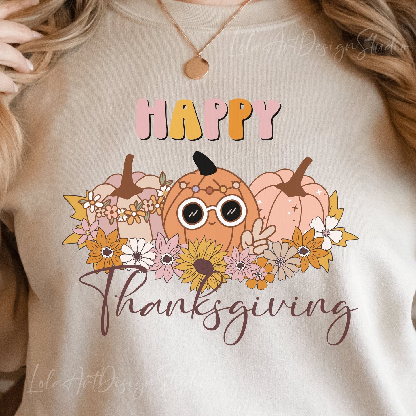 Happy Thanksgiving Pumpkin Png For Sublimation & Print, Fall Thanksgiving Png ,Retro Groovy Thanksgiving PNG Sublimation ,Digital Download