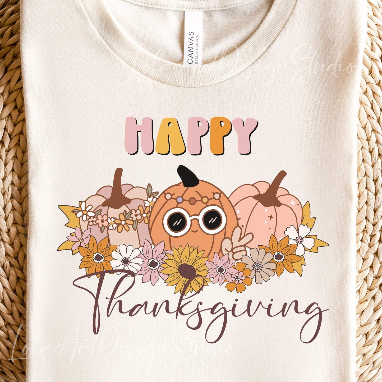 Happy Thanksgiving Pumpkin Png For Sublimation & Print, Fall Thanksgiving Png ,Retro Groovy Thanksgiving PNG Sublimation ,Digital Download