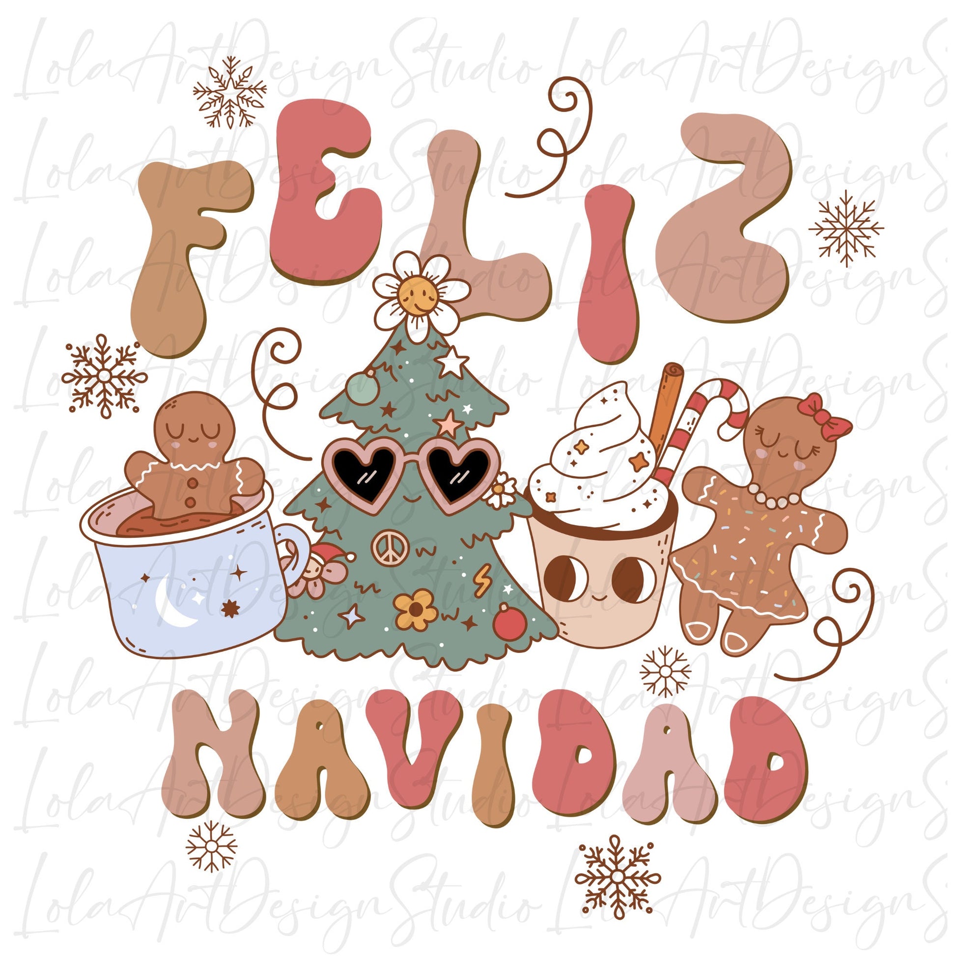 Feliz Navidad Png Sublimation, Retro Spanish Feliz Navidad Merry Christmas Png, Digital Download