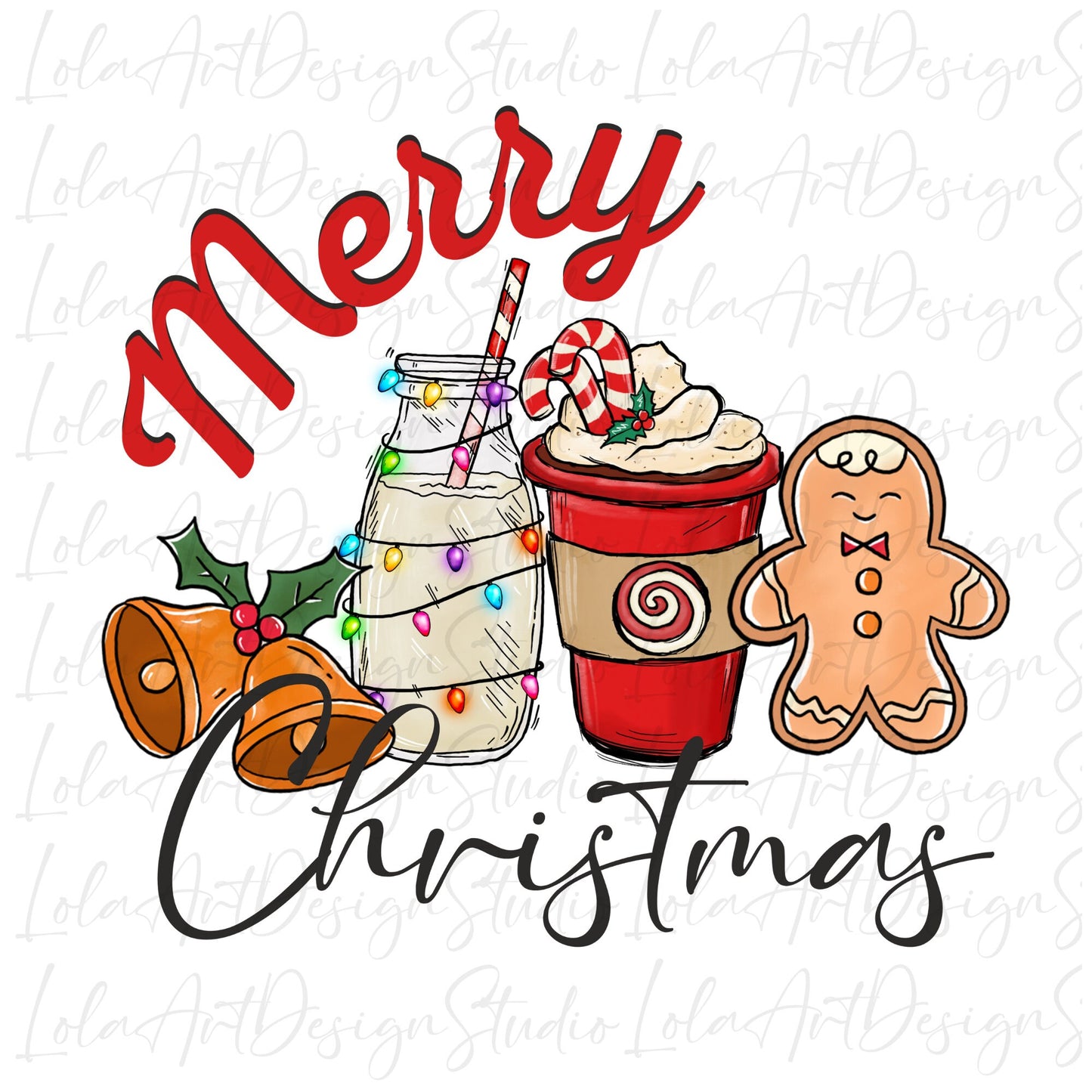 Gingerbread Merry Christmas Png Sublimation Design, Instant Download