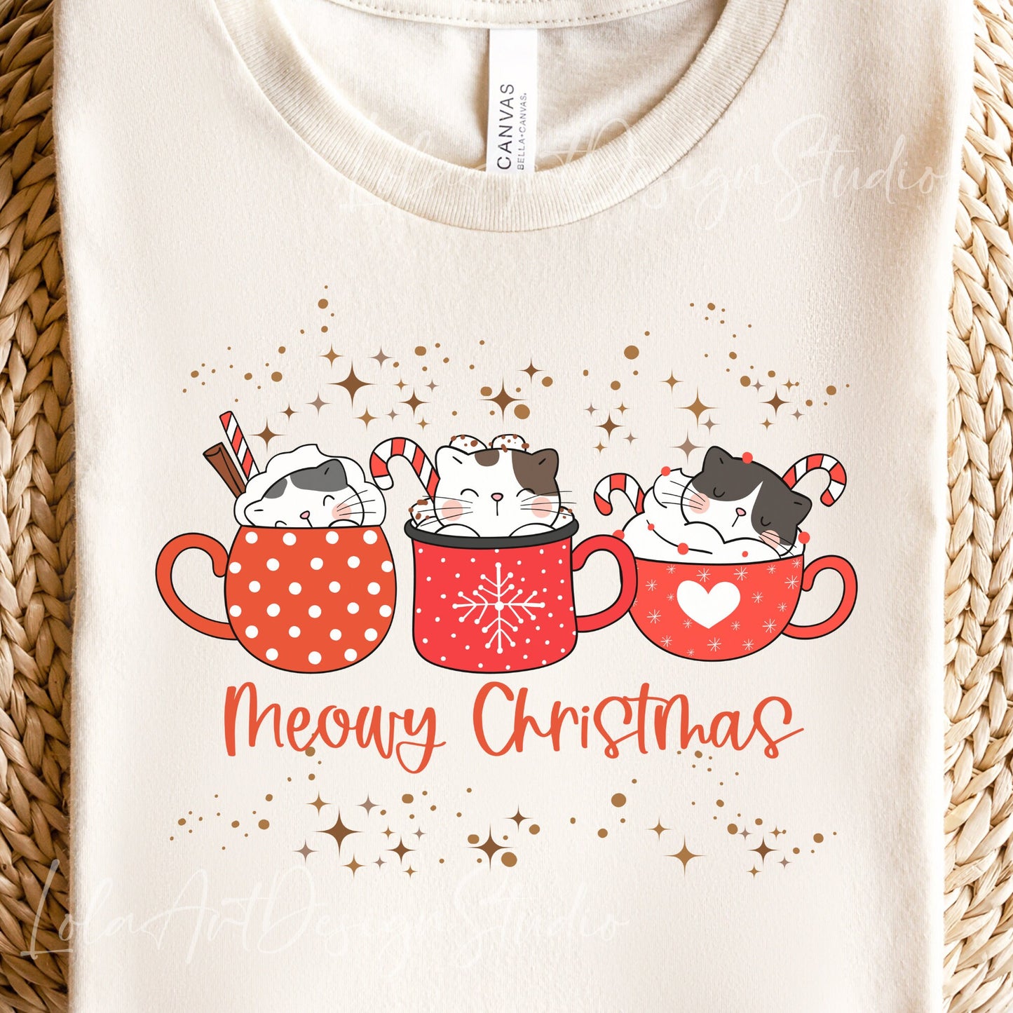 Cute Meowy Christmas Cat PNG Sublimation, Christmas Cat Shirt Design, Kitten Animal In Mug Christmas Png, Merry Christmas Cats Png, Digital