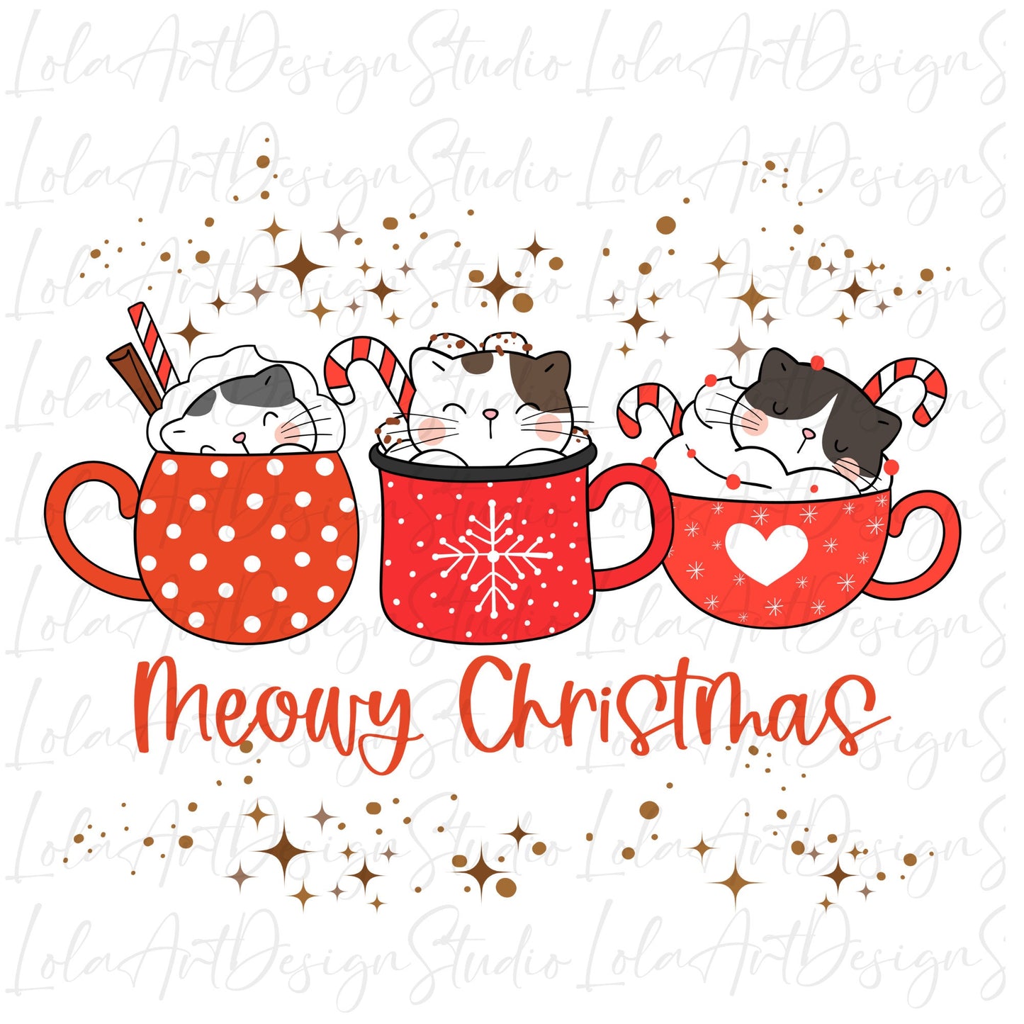 Cute Meowy Christmas Cat PNG Sublimation, Christmas Cat Shirt Design, Kitten Animal In Mug Christmas Png, Merry Christmas Cats Png, Digital