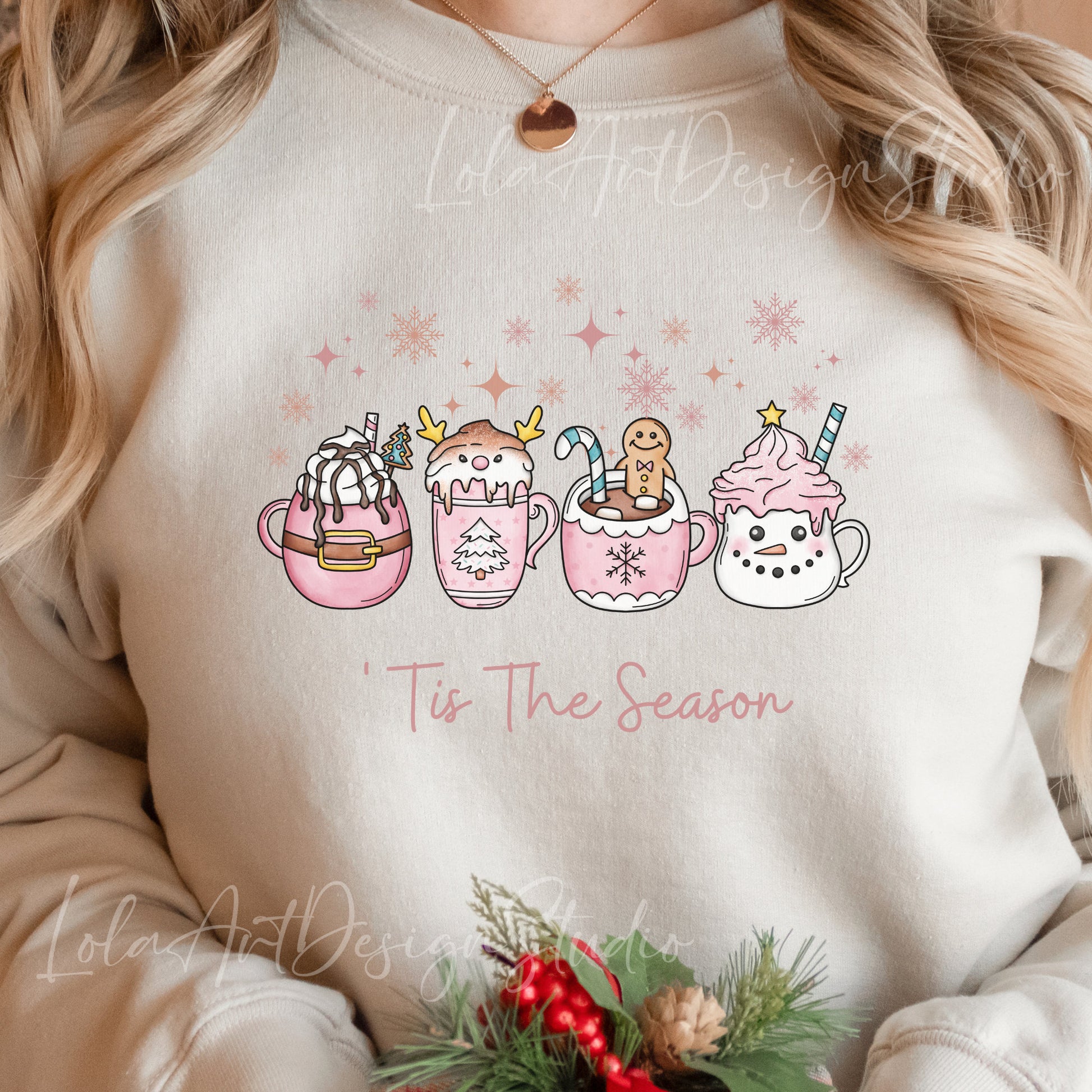 Tis The Season Png Sublimation Design, Pink Christmas Mugs Png, Pink Merry Christmas PNG, Xmas PNG Sublimation, Digital Download