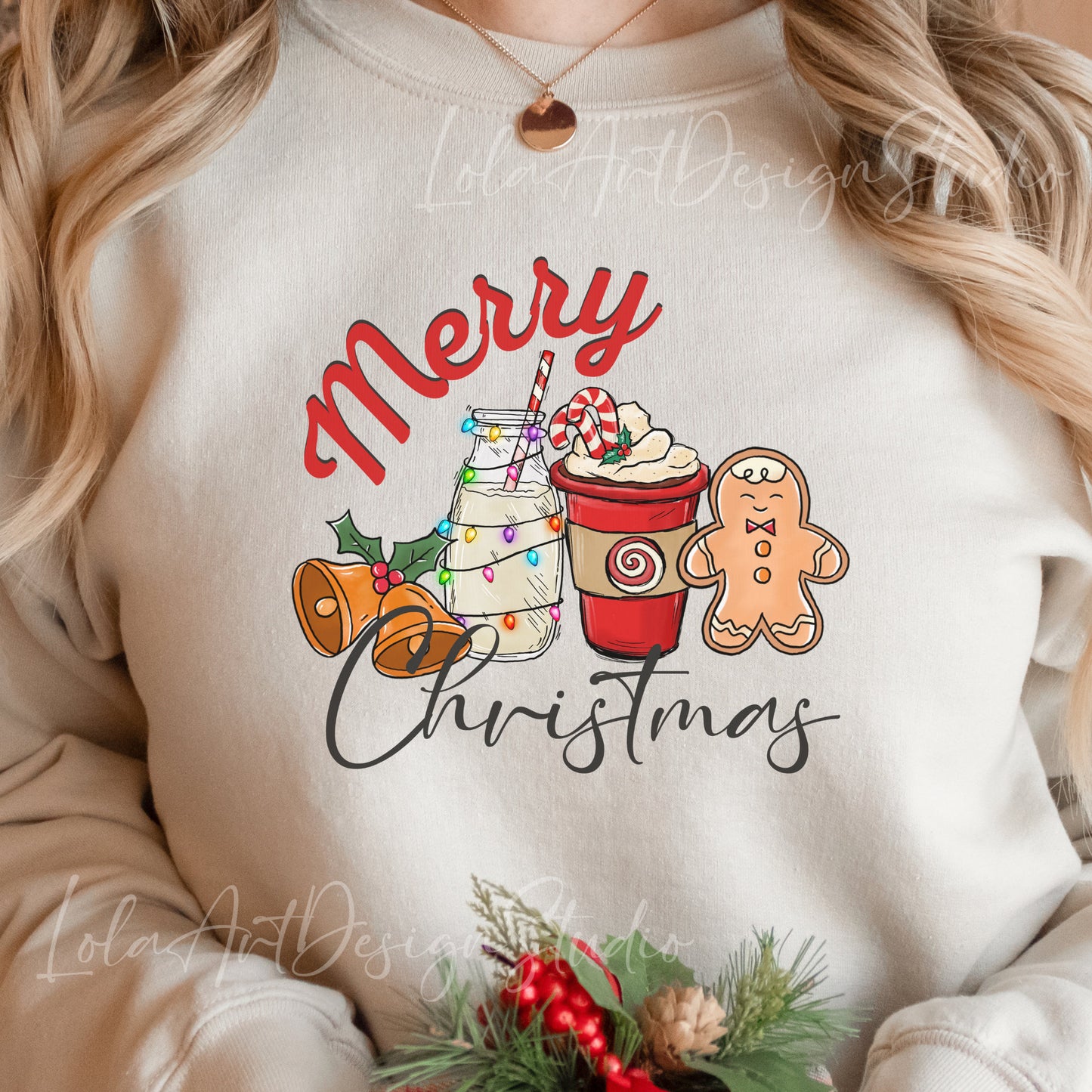 Gingerbread Merry Christmas Png Sublimation Design, Instant Download