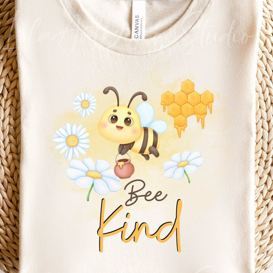 Bee Kind PNG Sublimation Design, Cute Honey Bee T Shirt Design