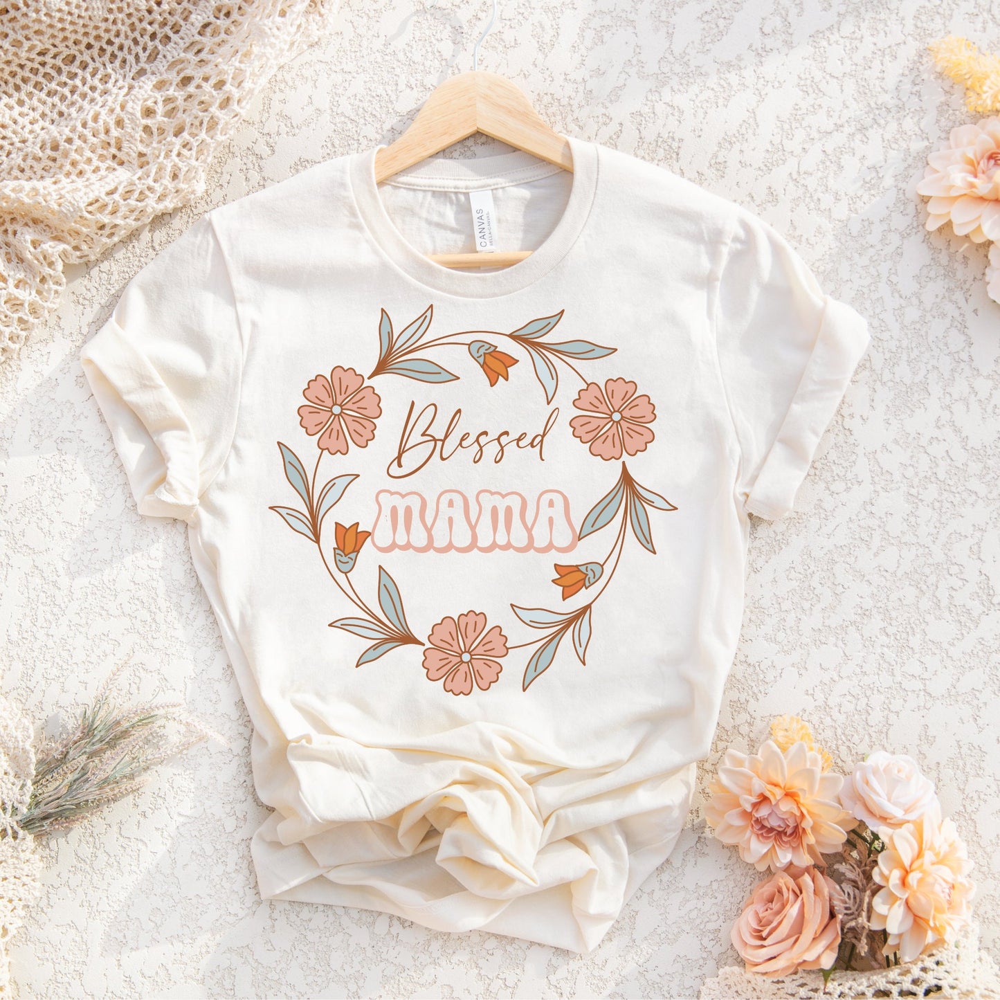 Blessed Mama Floral PNG Sublimation Design, Digital Download