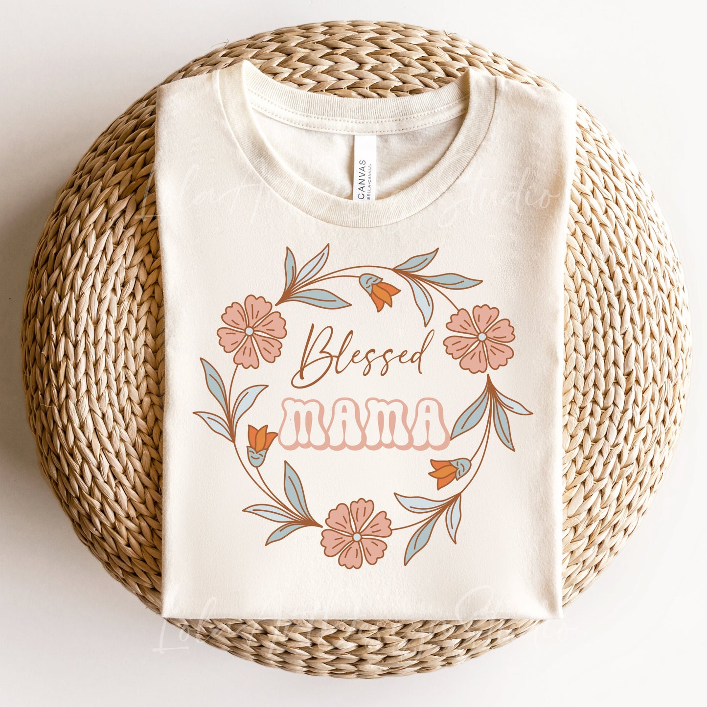 Blessed Mama Floral PNG Sublimation Design, Digital Download