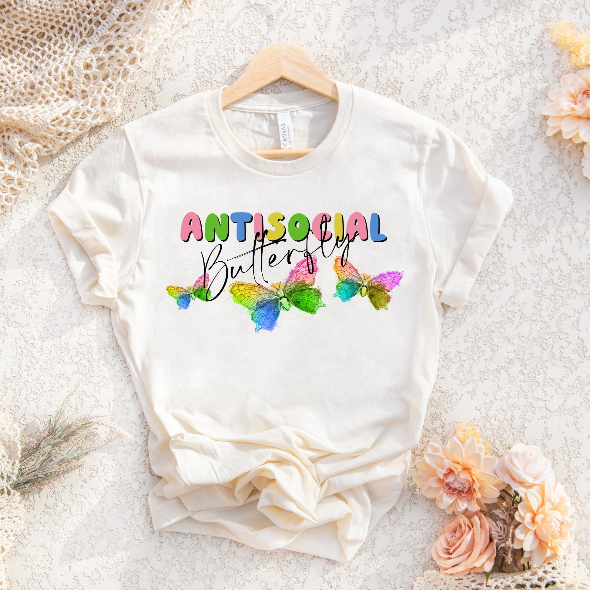 Antisocial Butterfly Png Sublimation Design, Rainbow Butterfly PNG, Sarcastic PNG, Funny PNG, Funny Designs Sublimation File, Tshirt Design