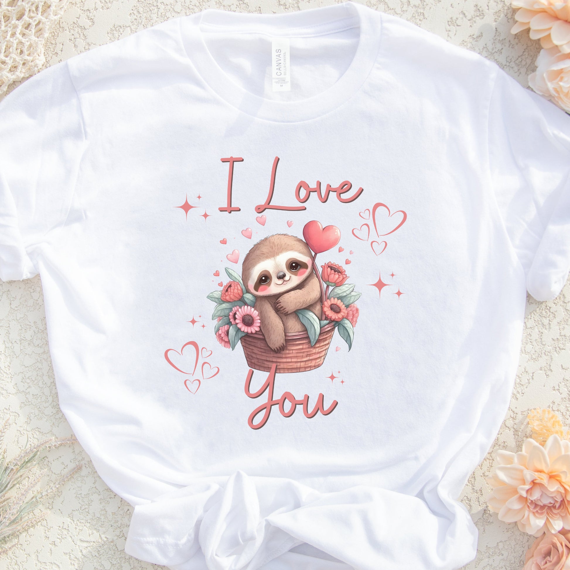 I Love You Sloth Valentines PNG Sublimation, Valentine's Day Sloth Pink Shirt Design, Pink Sloth Png, I Love U Png, Instant Download