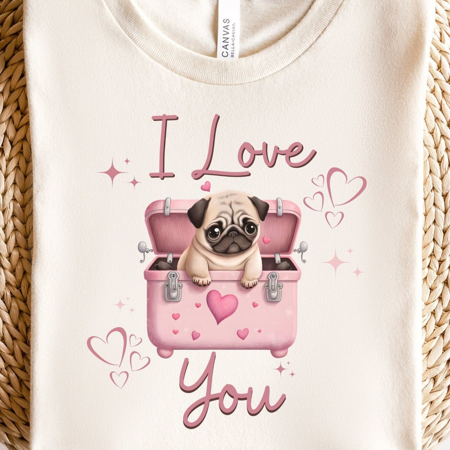 I Love You Pug Valentines PNG Sublimation, Valentine's Day Dog Pug Pink Shirt Design, Pink Pug Png, Puppy Love PNG,Instant Download