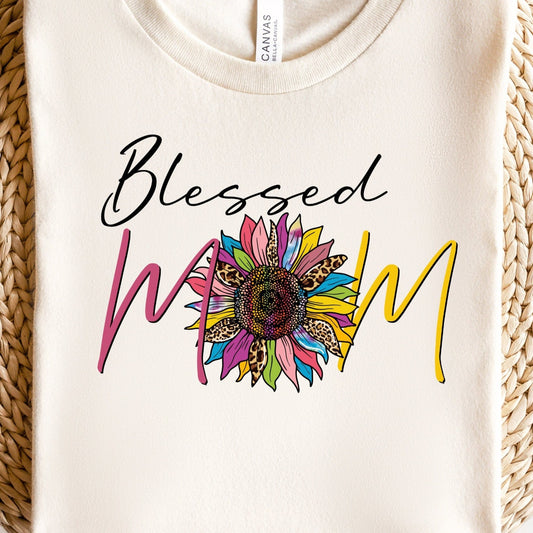 Blessed Mom PNG Sublimation Design, Blessed Mom Shirt Design Sunflower sublimation Download