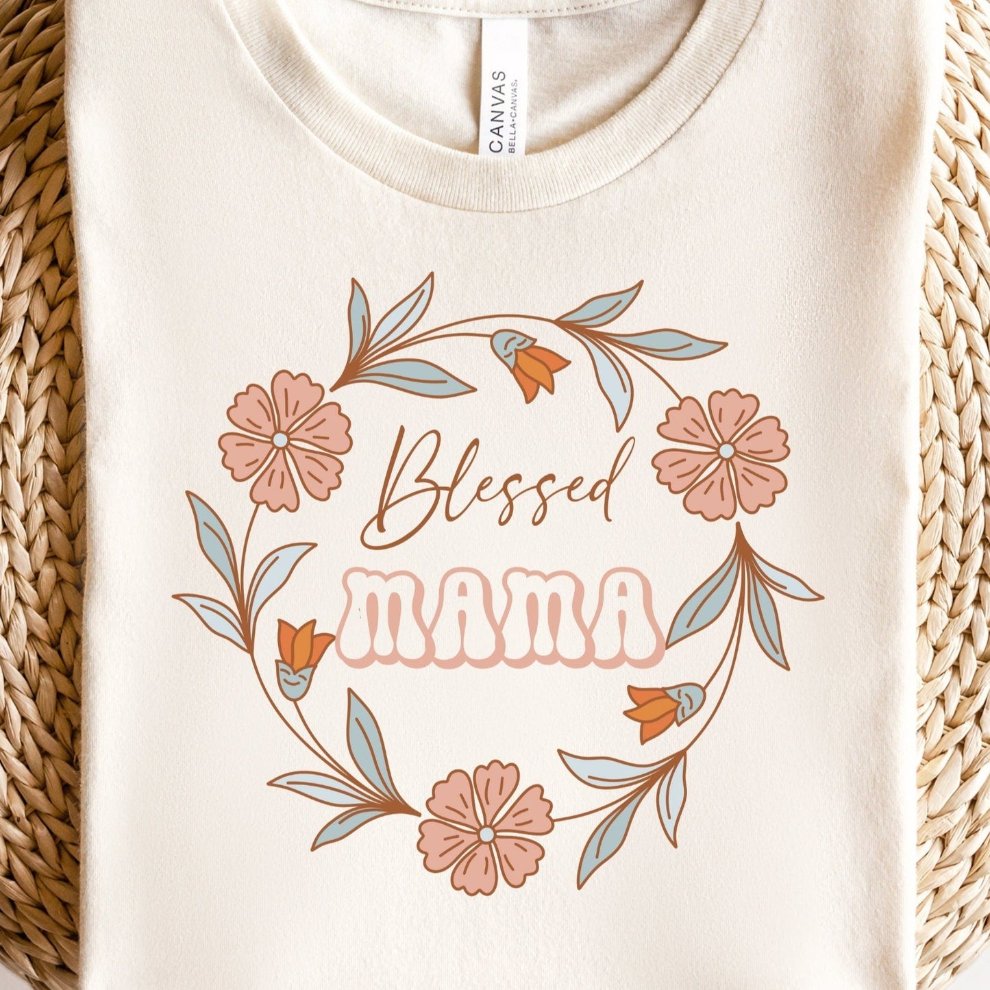 Blessed Mama Floral PNG Sublimation Design, Digital Download