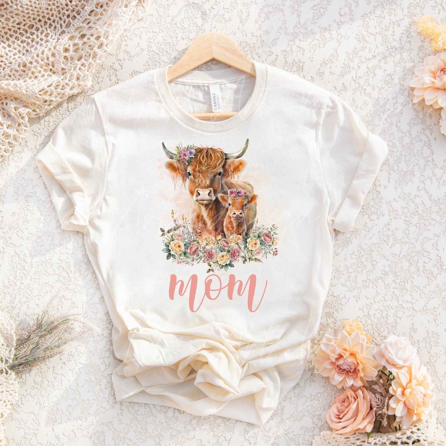 Highland Cow PNG Sublimation Design, Mom Highland Cow Floral Shirt Design Png, Mom sublimation Gift, Mom png, Mothers day Sublimation