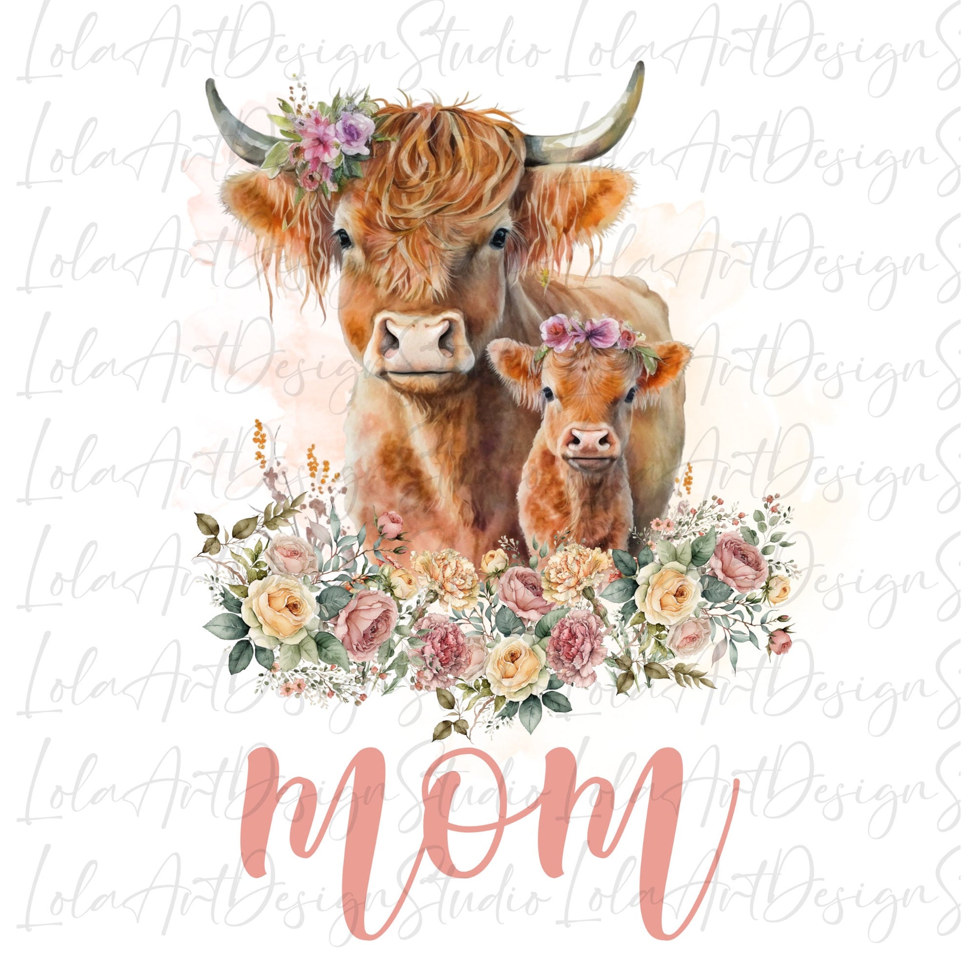 Highland Cow PNG Sublimation Design, Mom Highland Cow Floral Shirt Design Png, Mom sublimation Gift, Mom png, Mothers day Sublimation