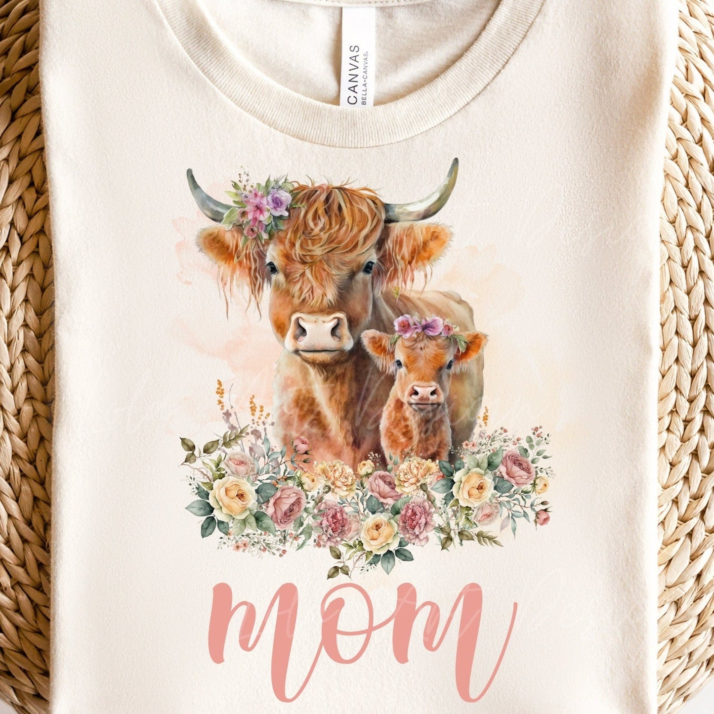 Highland Cow PNG Sublimation Design, Mom Highland Cow Floral Shirt Design Png, Mom sublimation Gift, Mom png, Mothers day Sublimation