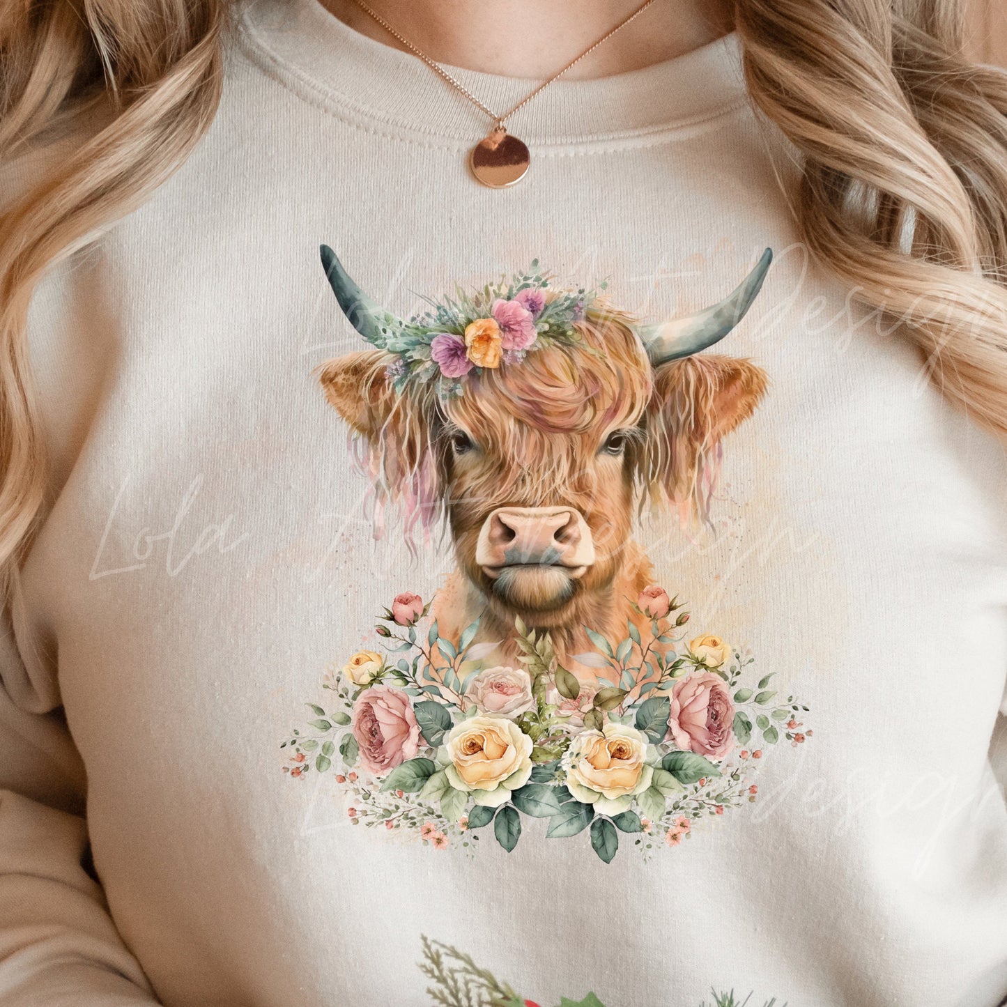 Highland Cow PNG Sublimation Design, Transparent Background Highland Cow Floral Shirt Design Png