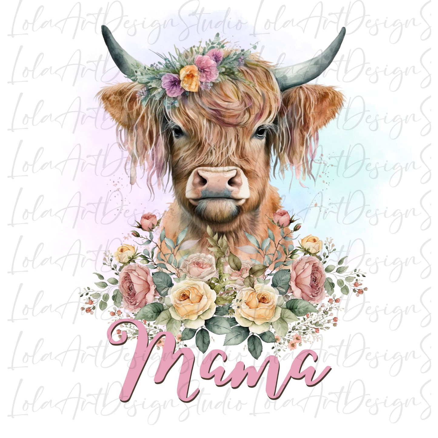 Highland Cow PNG Sublimation Design, Mama Highland Cow Floral Shirt Design Png, Mom sublimation Gift, Mama png, Mothers day Sublimation