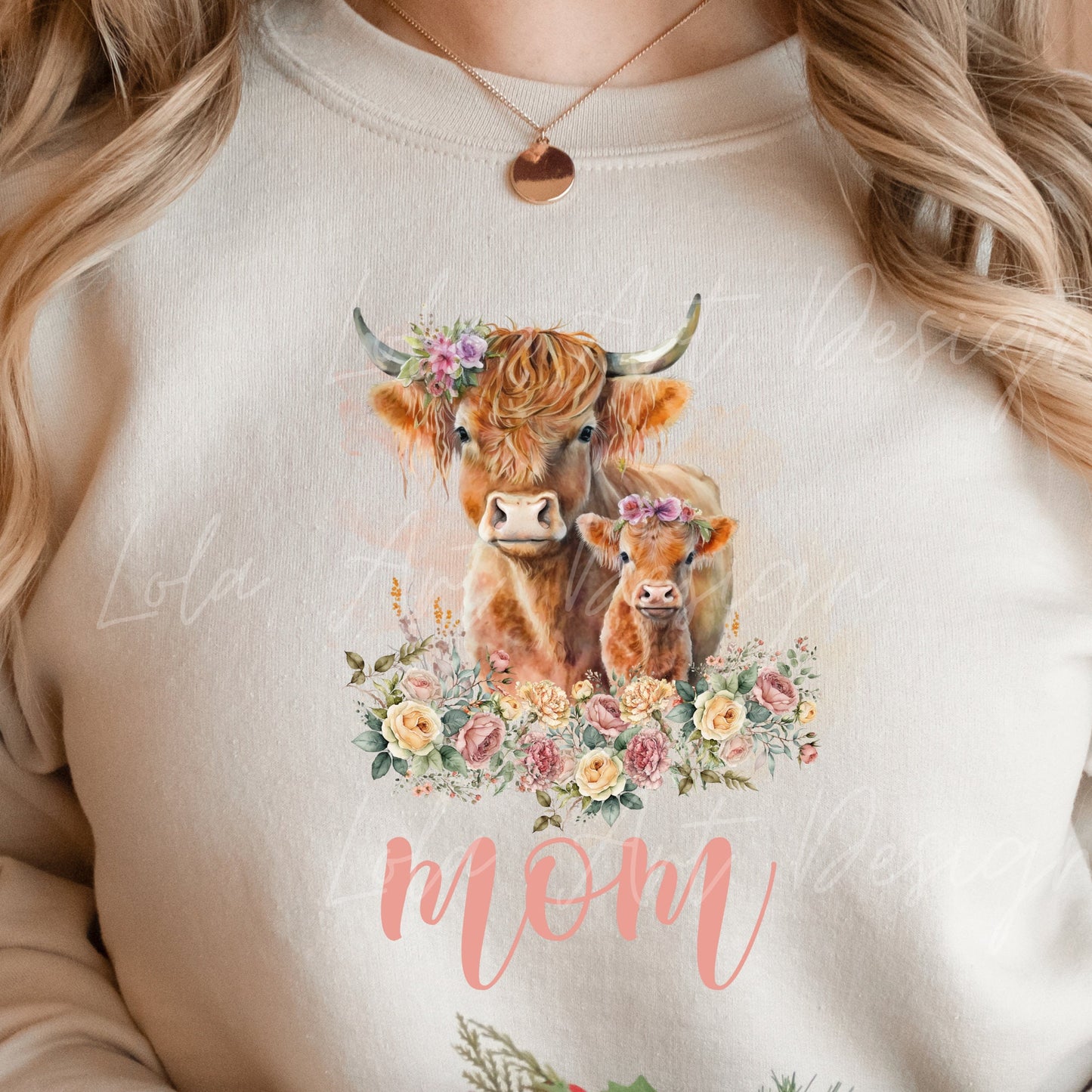 Highland Cow PNG Sublimation Design, Mom Highland Cow Floral Shirt Design Png, Mom sublimation Gift, Mom png, Mothers day Sublimation