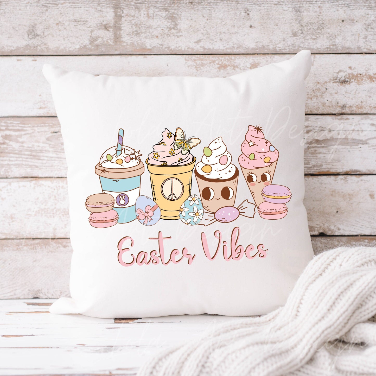 Easter Vibes Coffee Png Sublimation, Retro Hippie Easter Sweets Sublimation