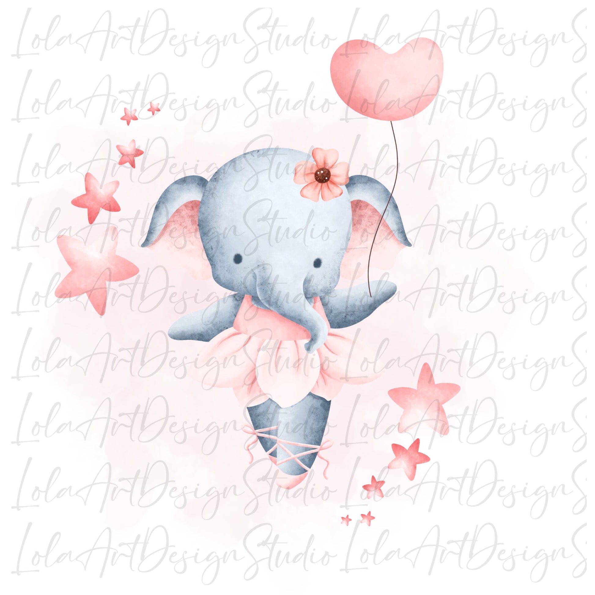 Cute Elephant With Pink Balloon Png, Baby girl Boy shower Png sublimation Design