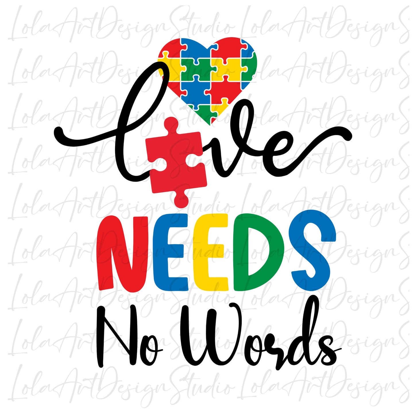 Autism Awareness png sublimation design download, Love Needs No Words Png