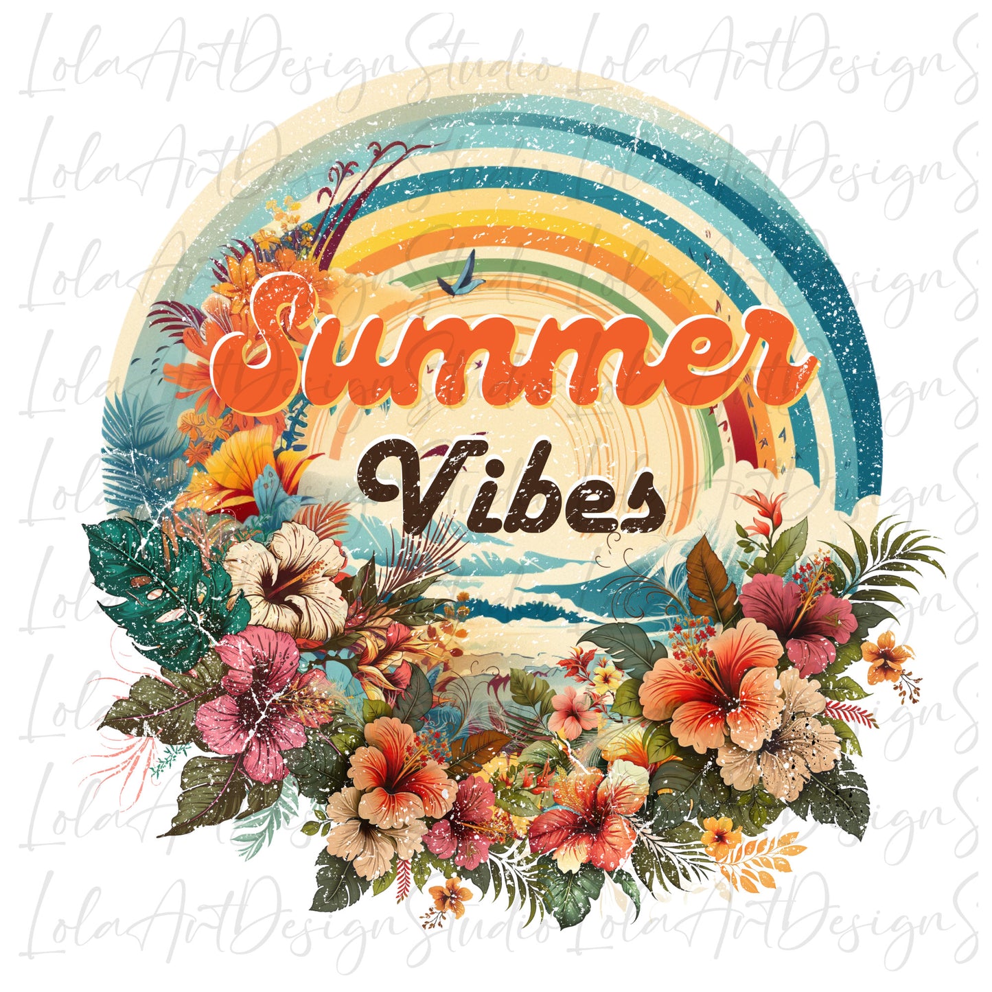 Summer Vibes PNG file for sublimation, Retro Summer Sublimation