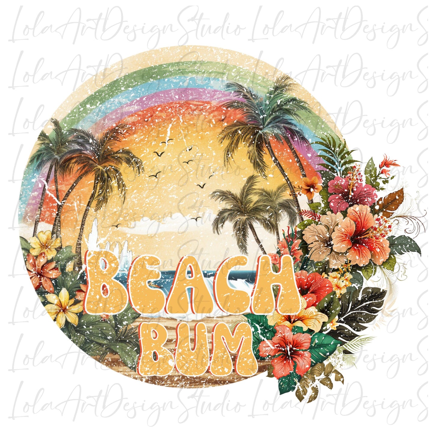 Beach Bum PNG file for sublimation, Retro Summer Sublimation