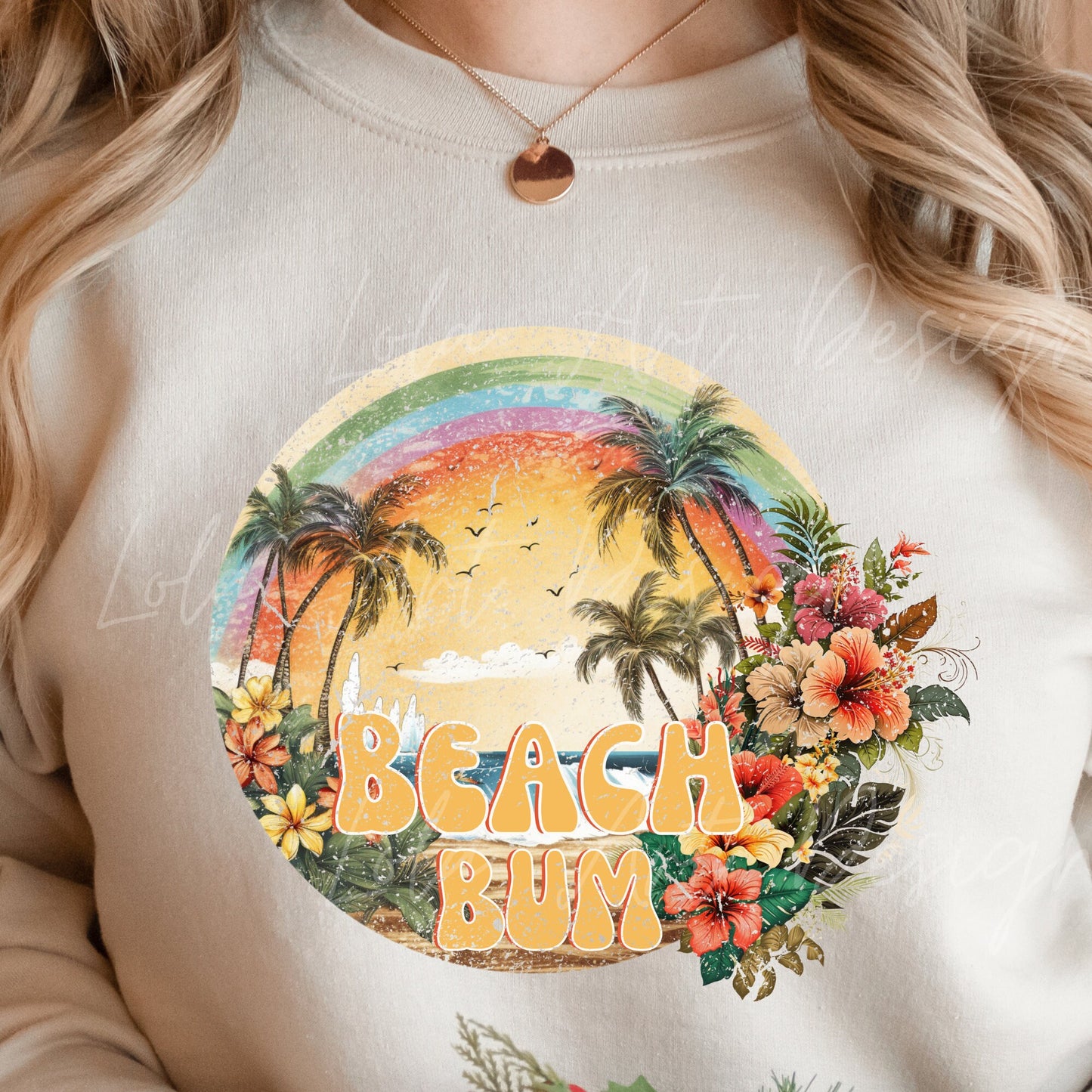 Beach Bum PNG file for sublimation, Retro Summer Sublimation