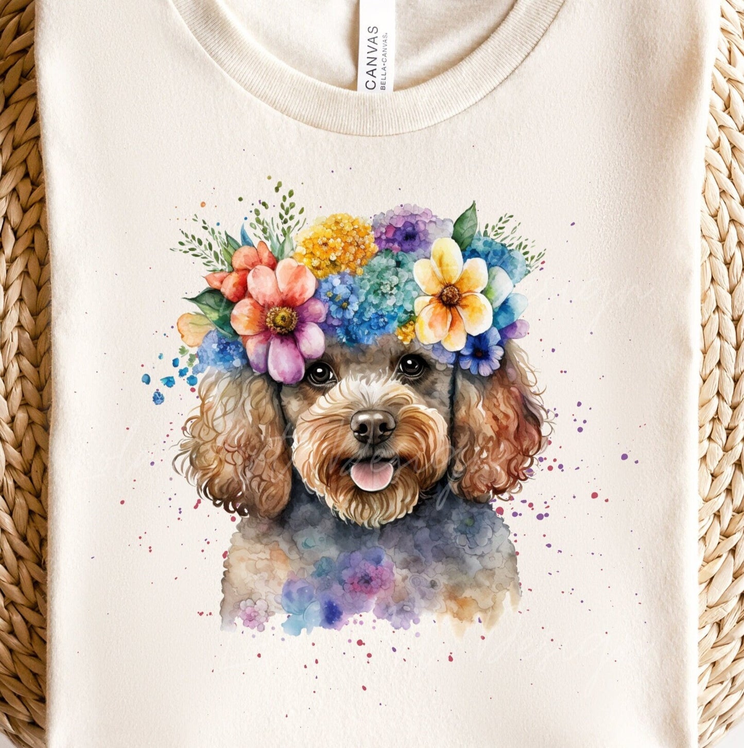 Colorful Poodle PNG Sublimation Design, Transparent Background Poodle Floral Design