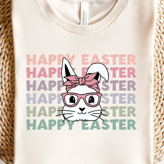 Happy Easter Stacked Bunny Rabbit Png Sublimation, Easter PNG, Easter Bunny Png, Easter Sublimation, Retro Easter Png, Easter Bunny Png