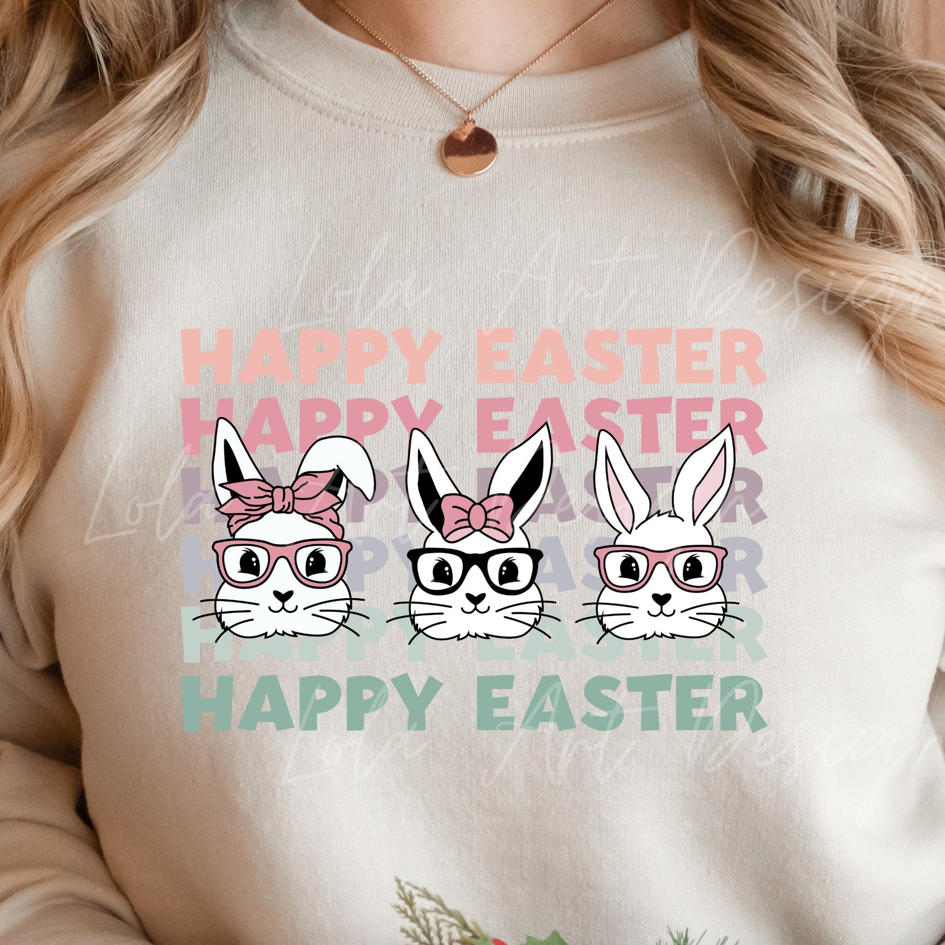 Happy Easter Stacked Bunny Rabbit Png Sublimation, Easter Bunny Wearing Glasses Png, Easter Sublimation, Retro Easter Png, Easter Bunny Png