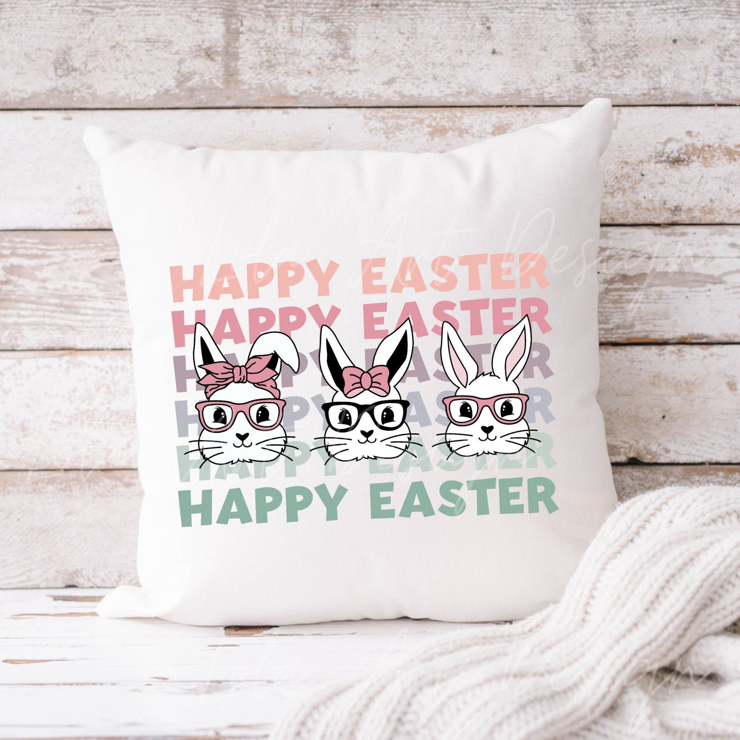 Happy Easter Stacked Bunny Rabbit Png Sublimation, Easter Bunny Wearing Glasses Png, Easter Sublimation, Retro Easter Png, Easter Bunny Png