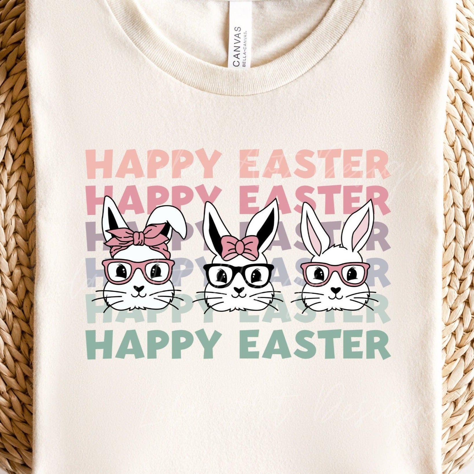 Happy Easter Stacked Bunny Rabbit Png Sublimation, Easter Bunny Wearing Glasses Png, Easter Sublimation, Retro Easter Png, Easter Bunny Png