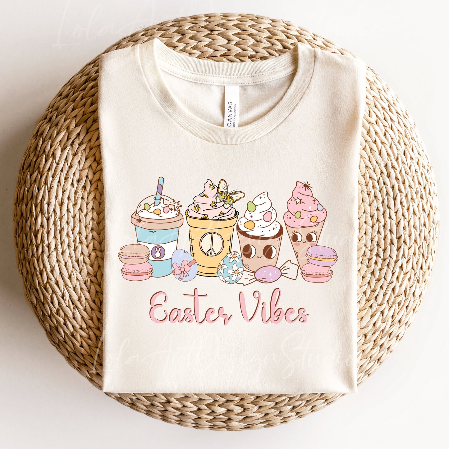 Easter Vibes Coffee Png Sublimation, Retro Hippie Easter Sweets Sublimation