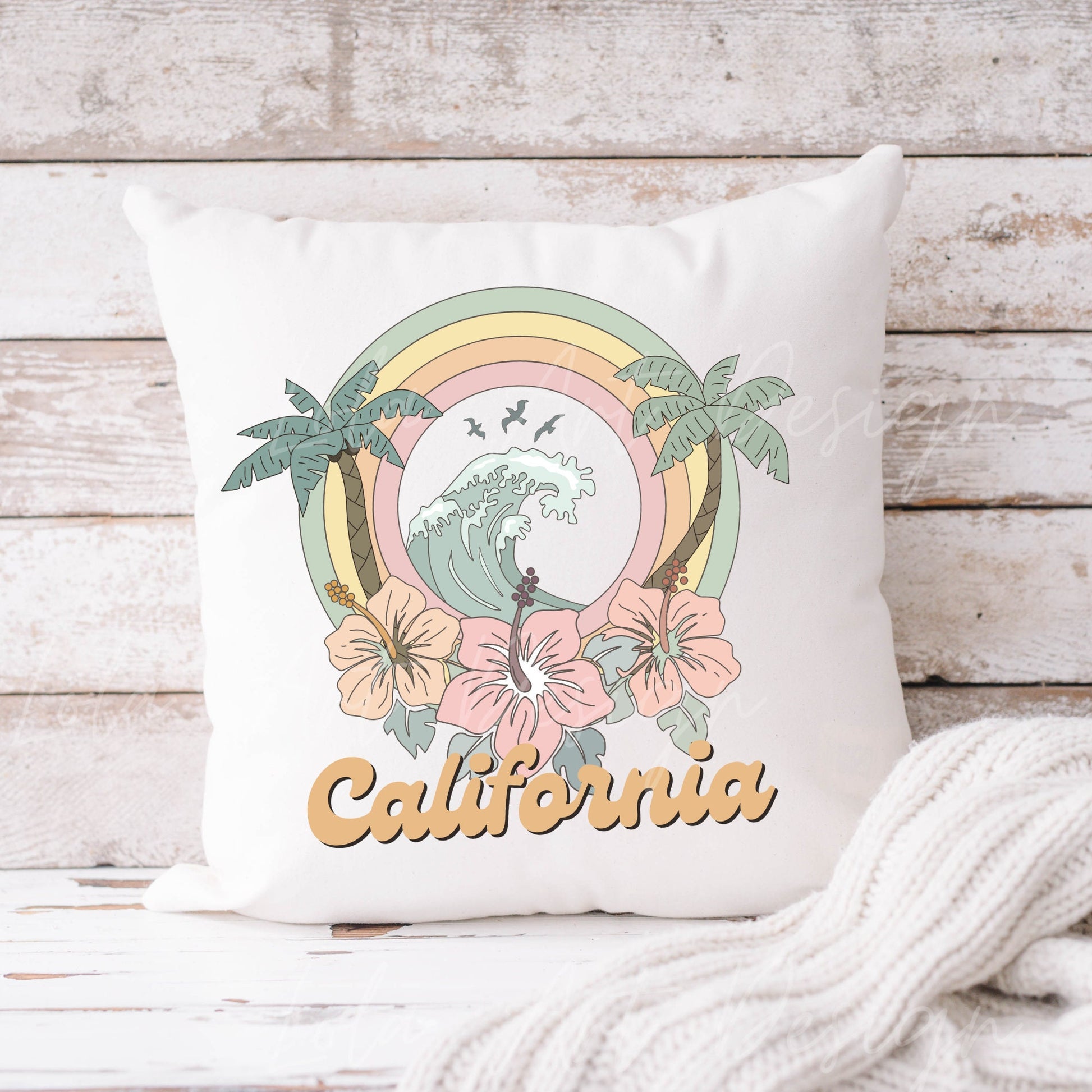 California Summer PNG file for sublimation printing, Retro Sublimation, Wave PNG, Sublimation design download, Distressed T-shirt design Png