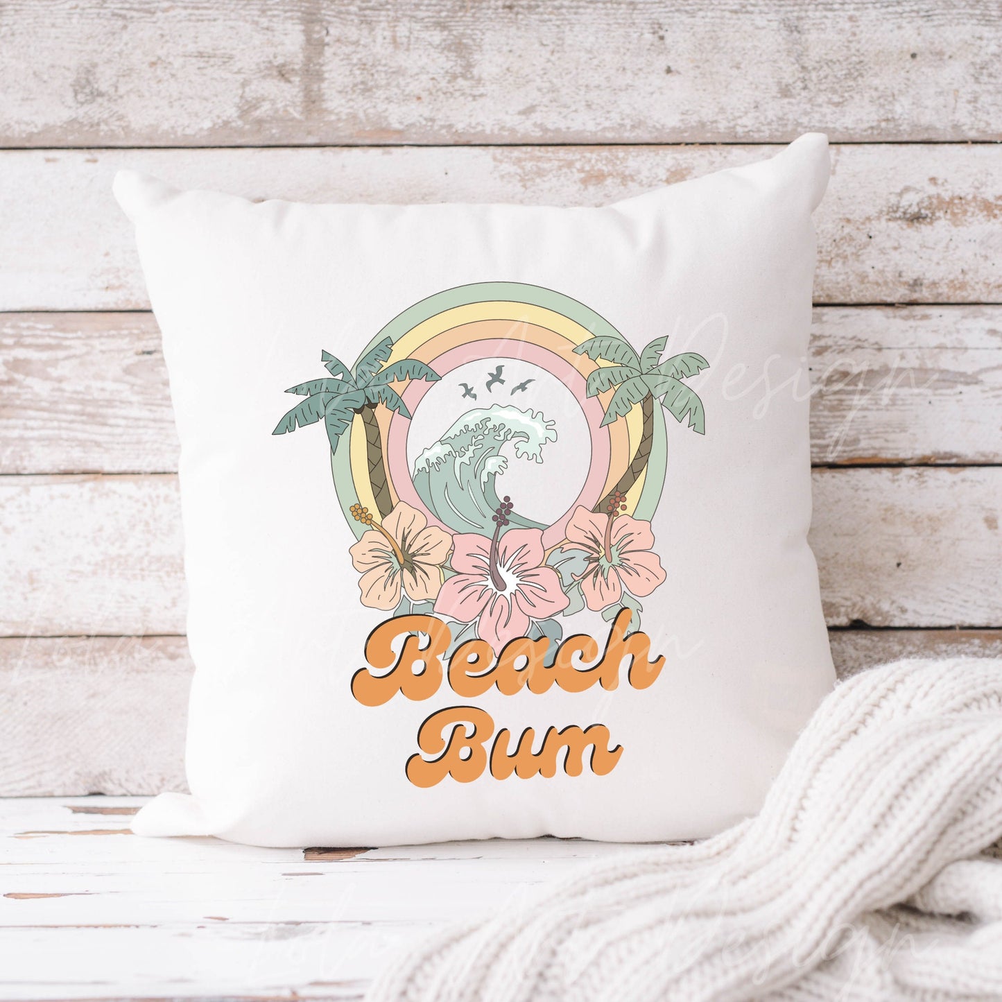 Beach Bum PNG file for sublimation, Distressed Retro Summer PNG