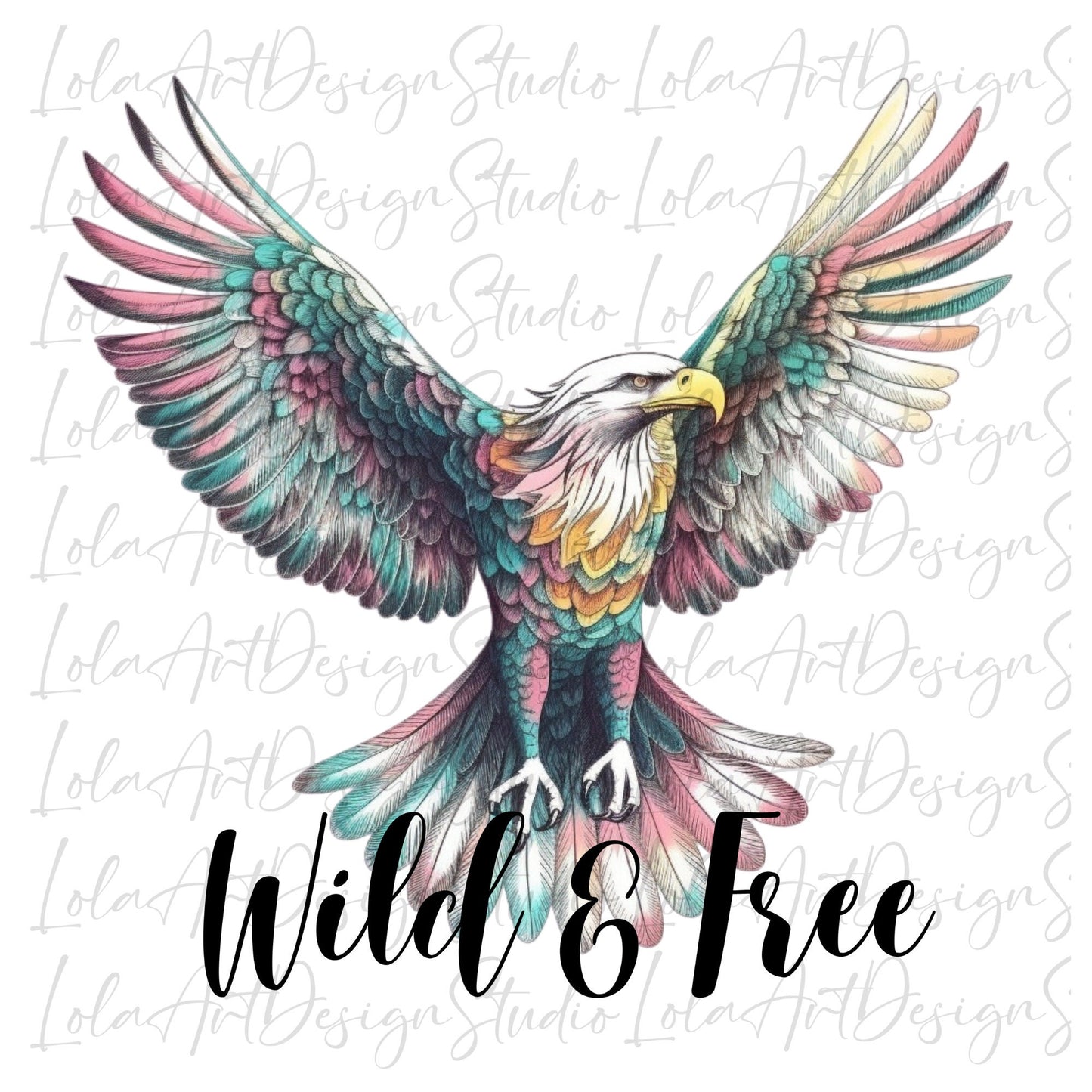 Wild and Free Eagle PNG file for sublimation, Patriotic Eagle PNG