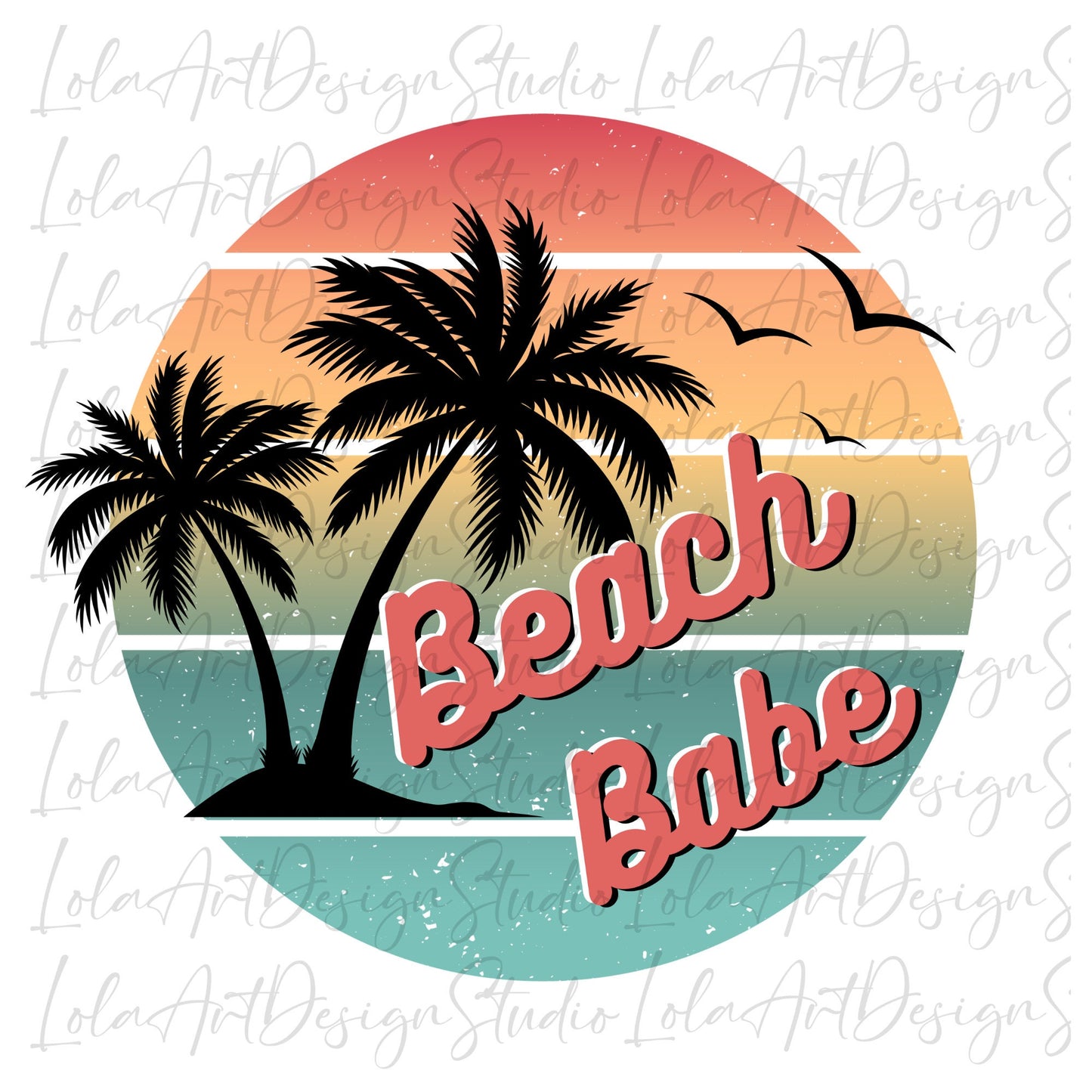 Summer Beach Babe Sublimation Design, PNG file for sublimation, Retro Sunset Sublimation Design