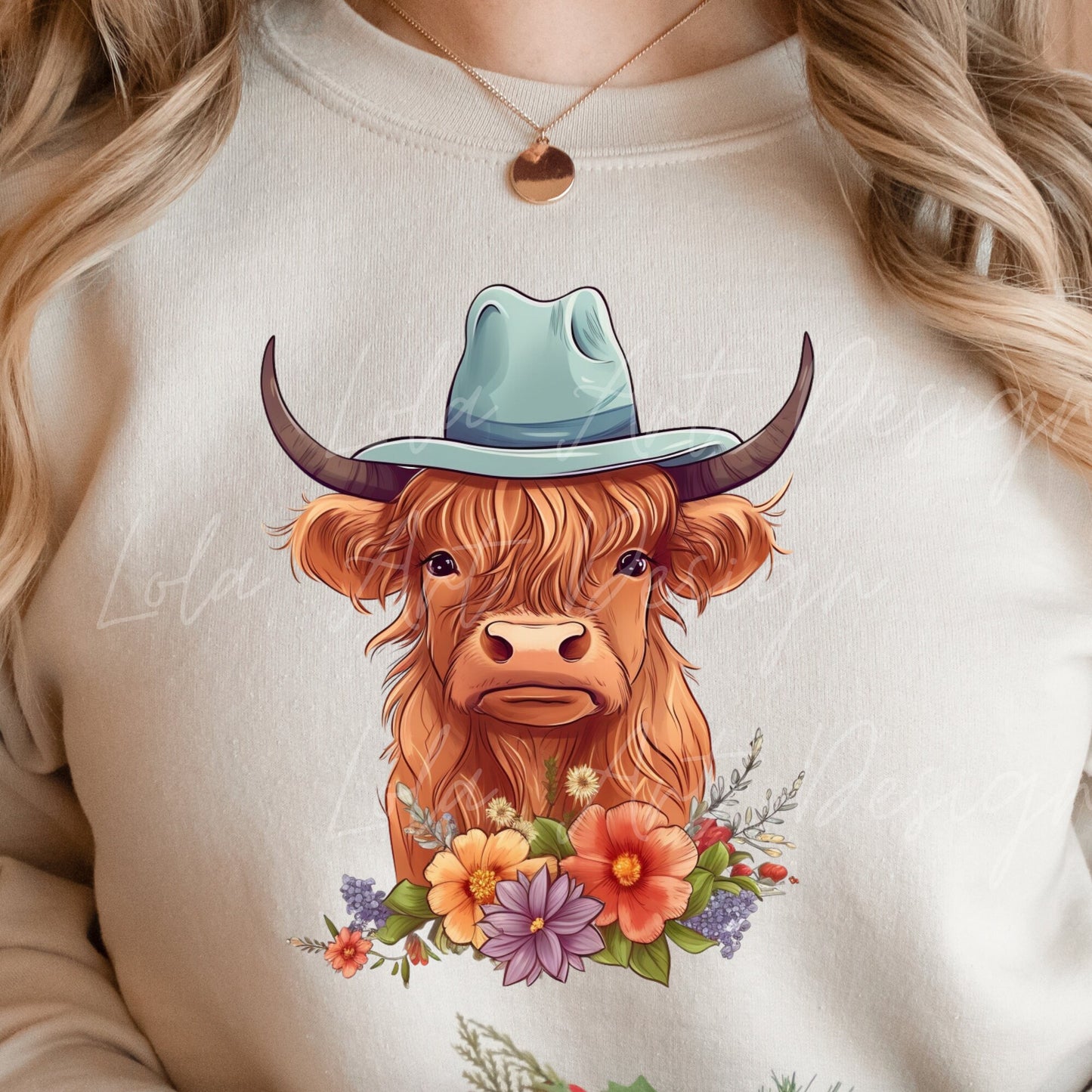 Highland Cow PNG Sublimation Design, Transparent Background Cowboy Hat Highland Cow Sublimation