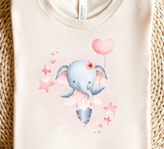 Cute Elephant With Pink Balloon Png, Baby girl Boy shower Png sublimation Design