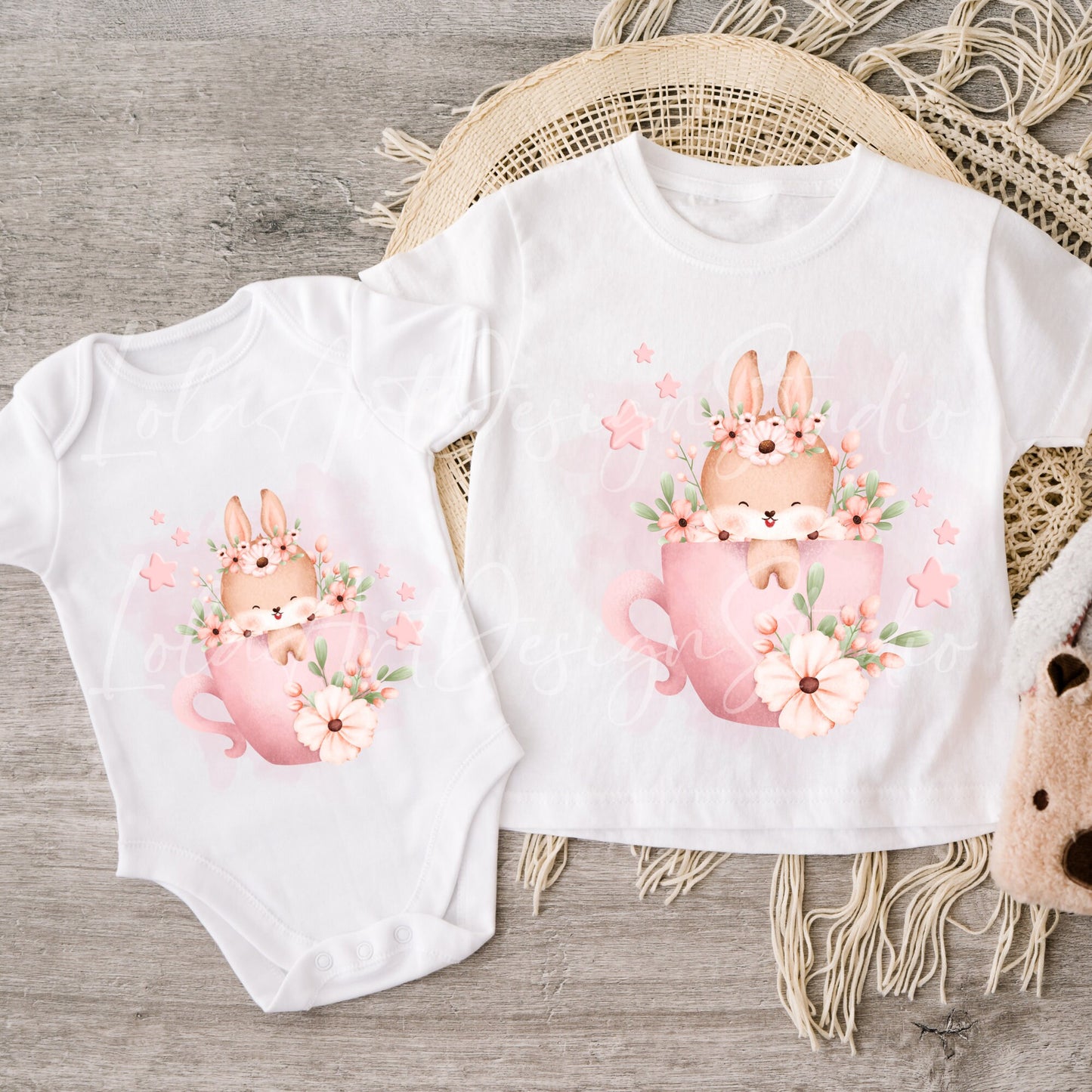 Cute Bunny In Cup PNG Sublimation, Pink Bunny Shirt Design, Pink Bunny Png, Baby girl Boy shower Png sublimation design, Digital Download