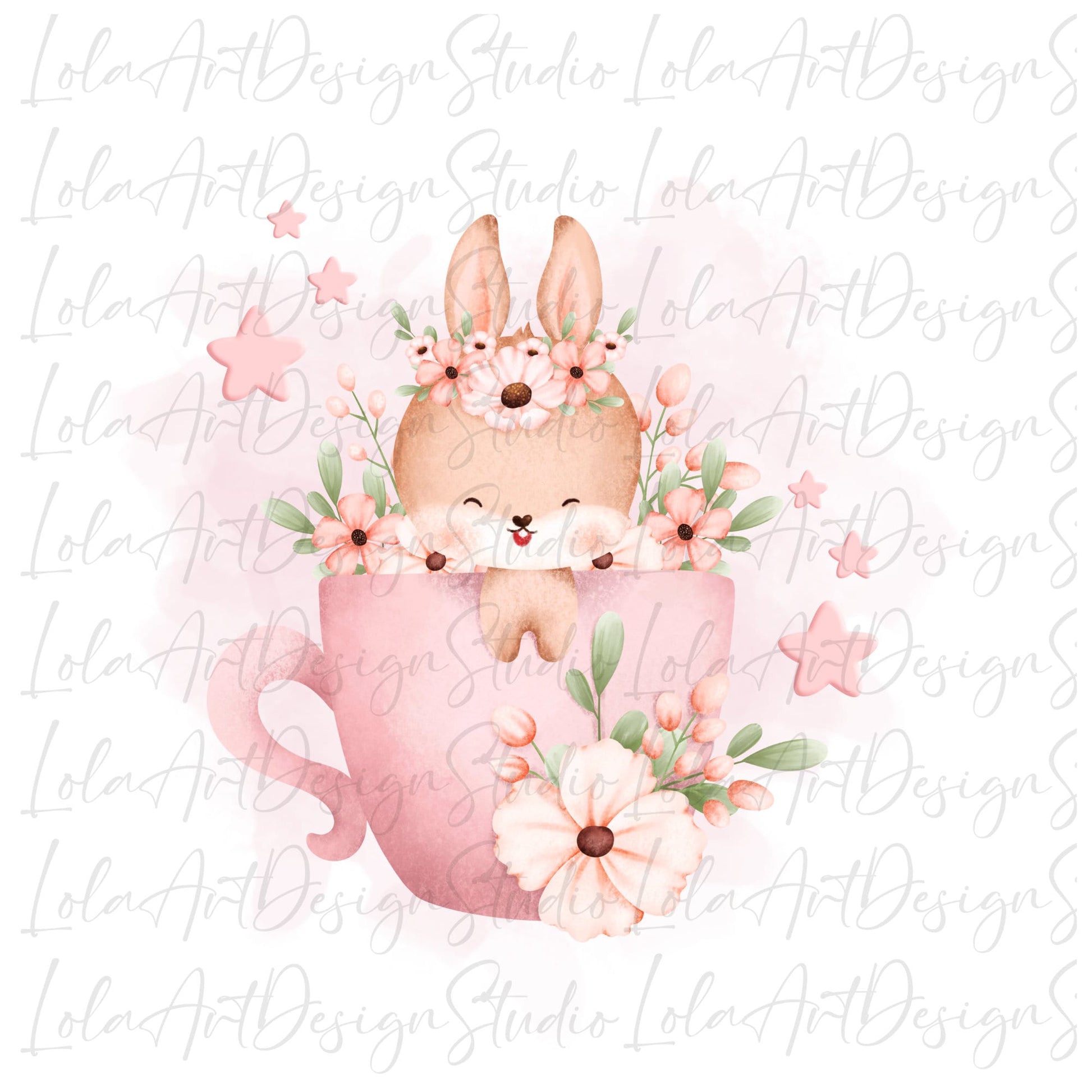 Cute Bunny In Cup PNG Sublimation, Pink Bunny Shirt Design, Pink Bunny Png, Baby girl Boy shower Png sublimation design, Digital Download