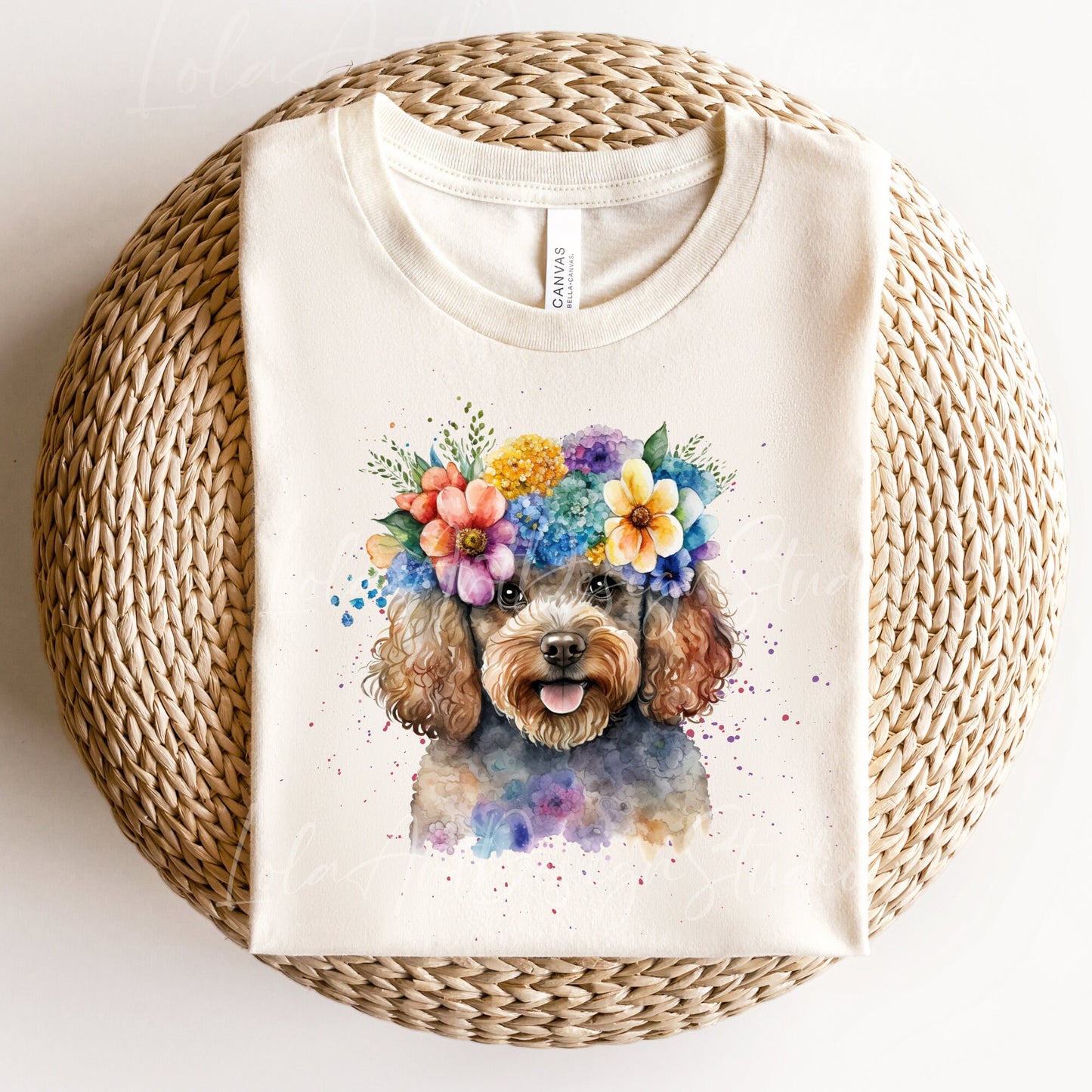 Colorful Poodle PNG Sublimation Design, Transparent Background Poodle Floral Design