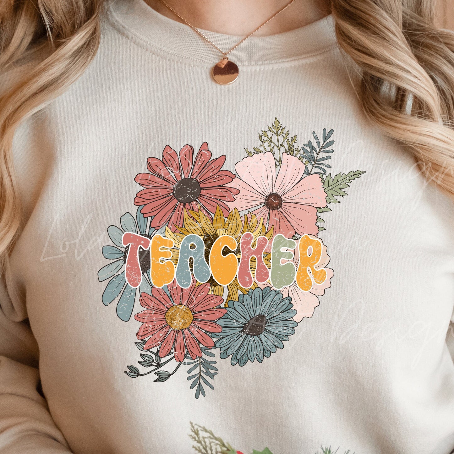 Floral Teacher PNG For Sublimation, Teacher Shirt Design Png