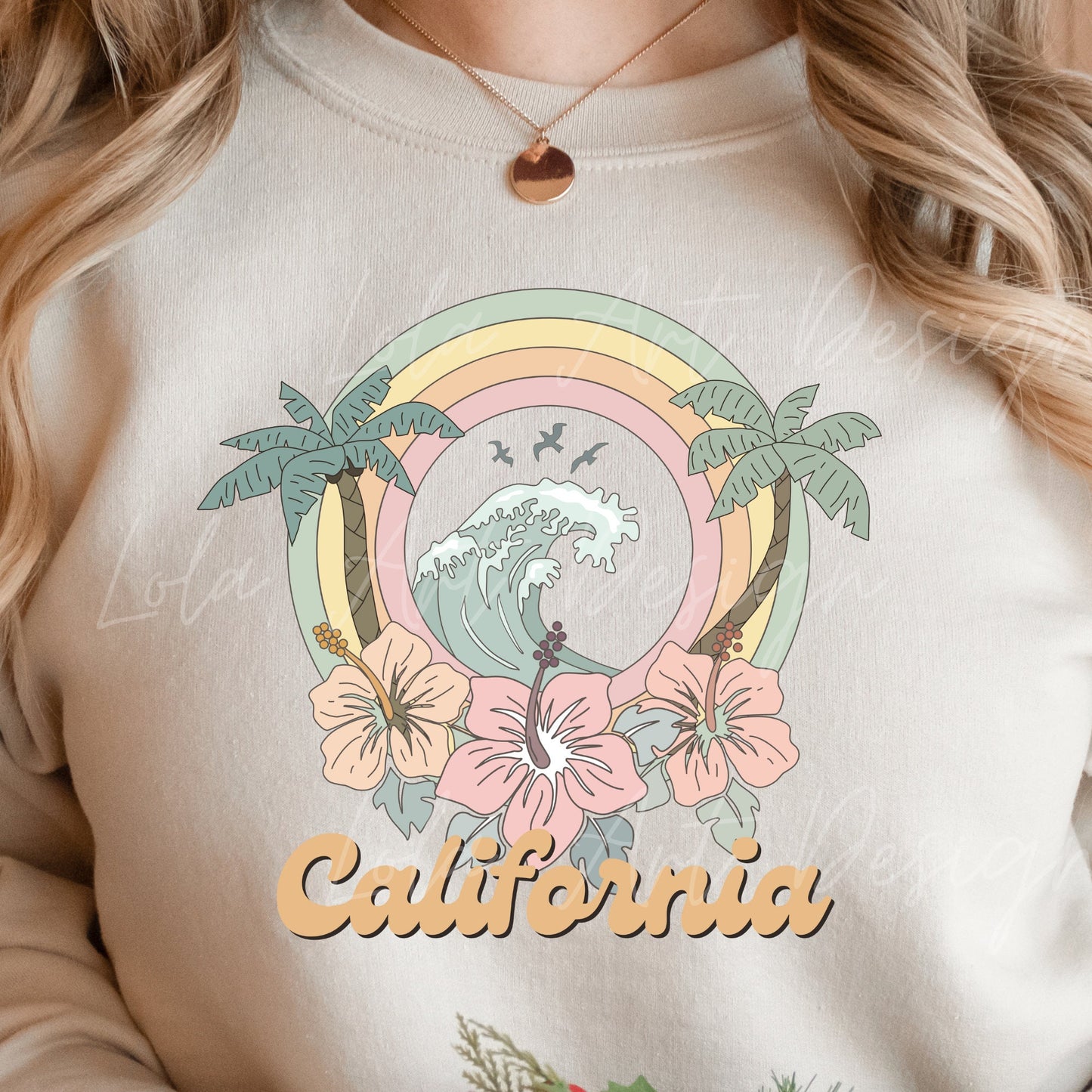 California Summer PNG file for sublimation printing, Retro Sublimation, Wave PNG, Sublimation design download, Distressed T-shirt design Png